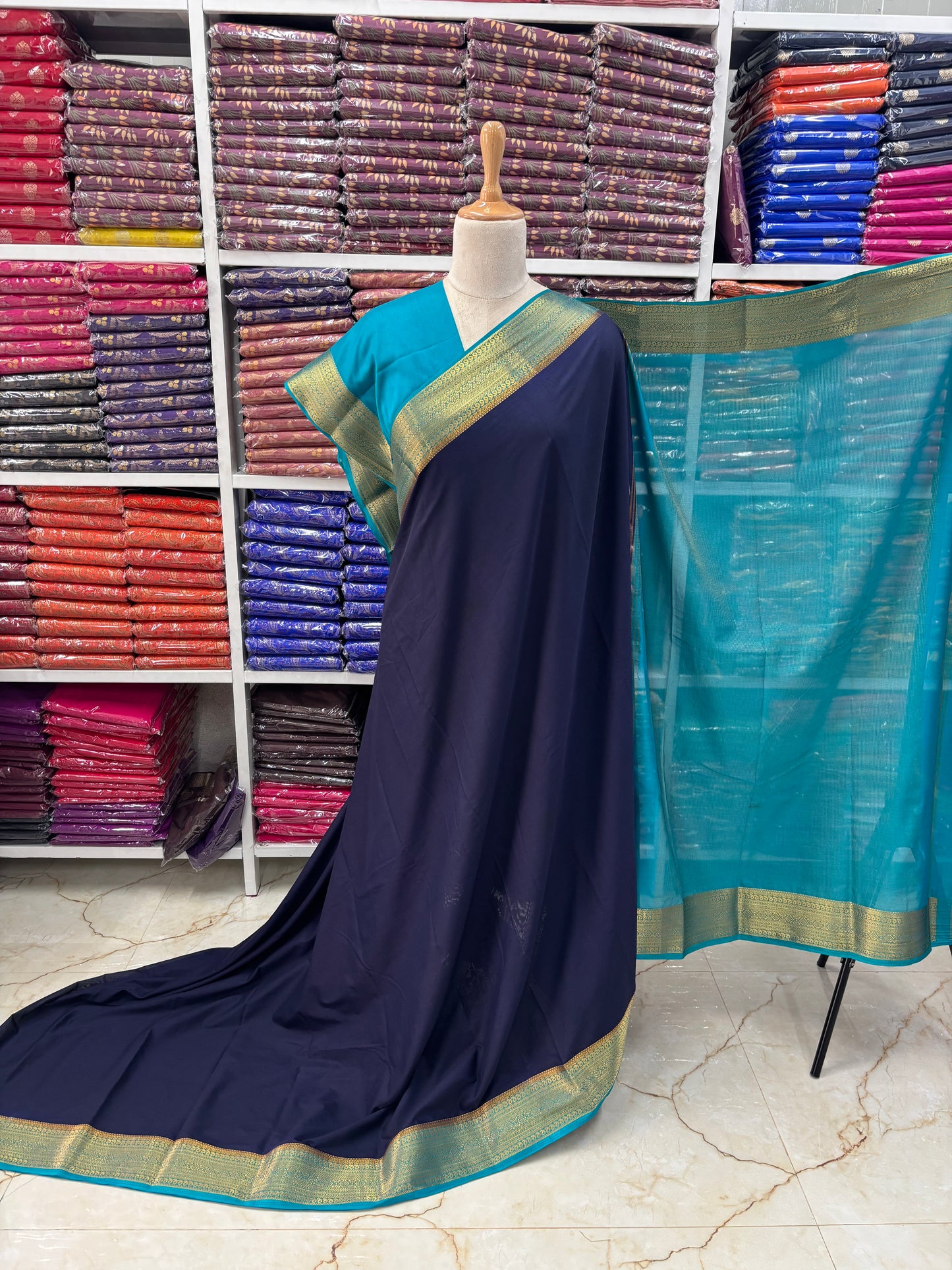 Semi Mysore Crepe (Mango and Floral Border)