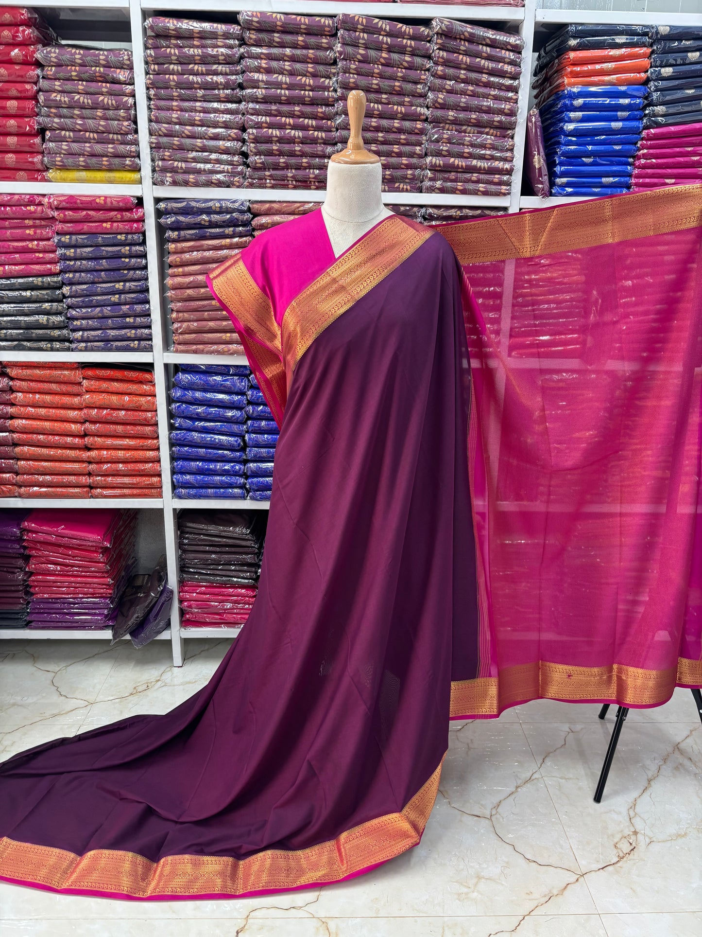 Semi Mysore Crepe (Mango and Floral Border)