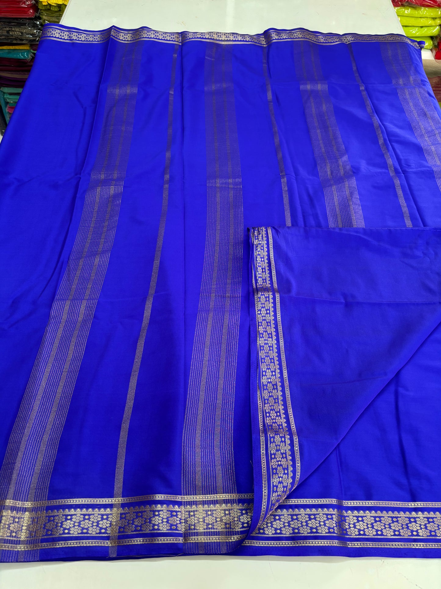 Semi Mysore Crepe (Self, Small Bentex Floral Border)