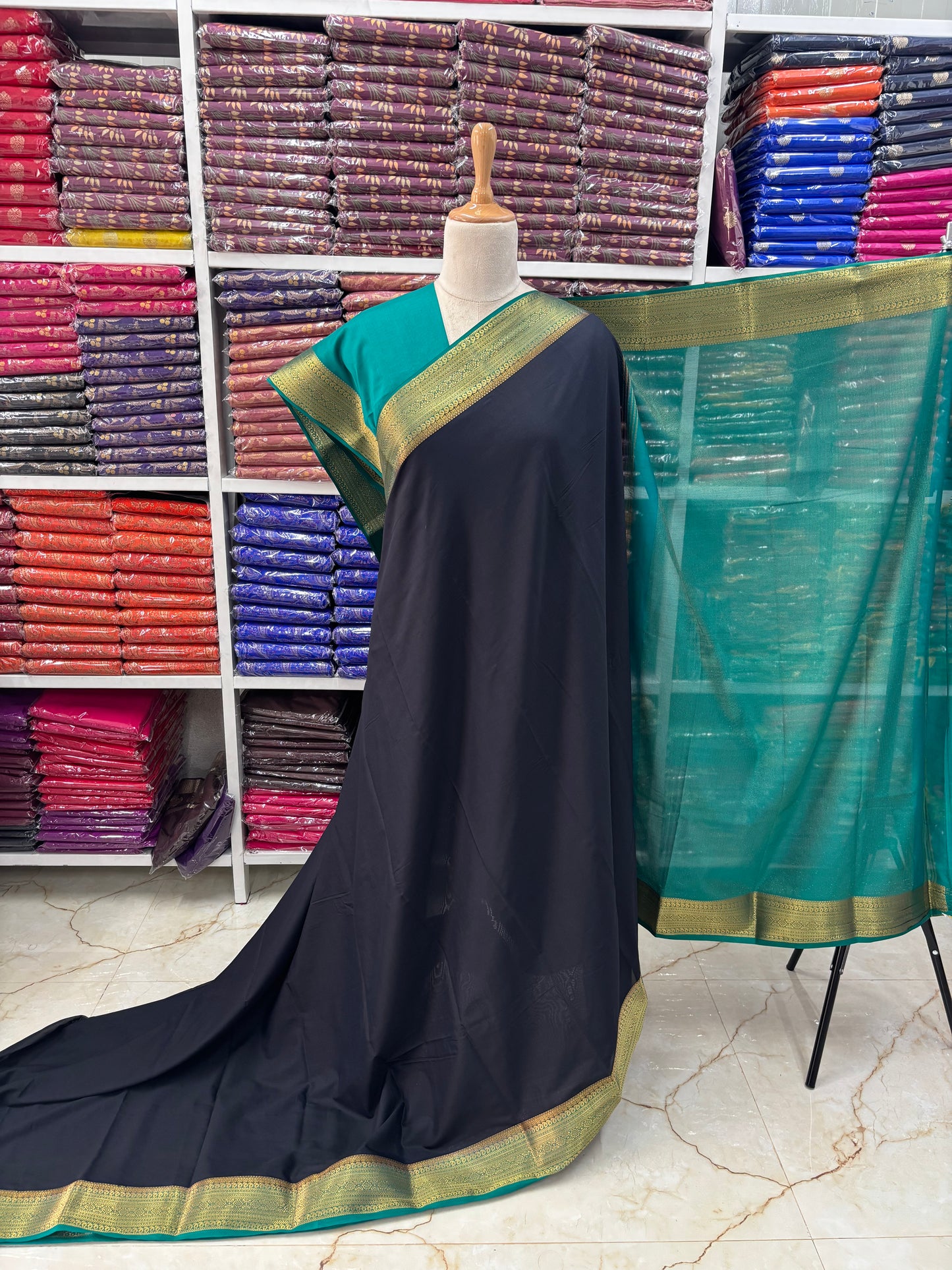 Semi Mysore Crepe (Mango and Floral Border)