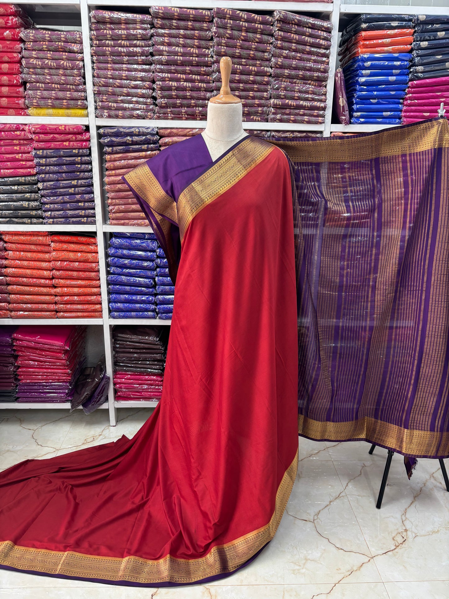 Semi Mysore Crepe (Mango and Floral Border)