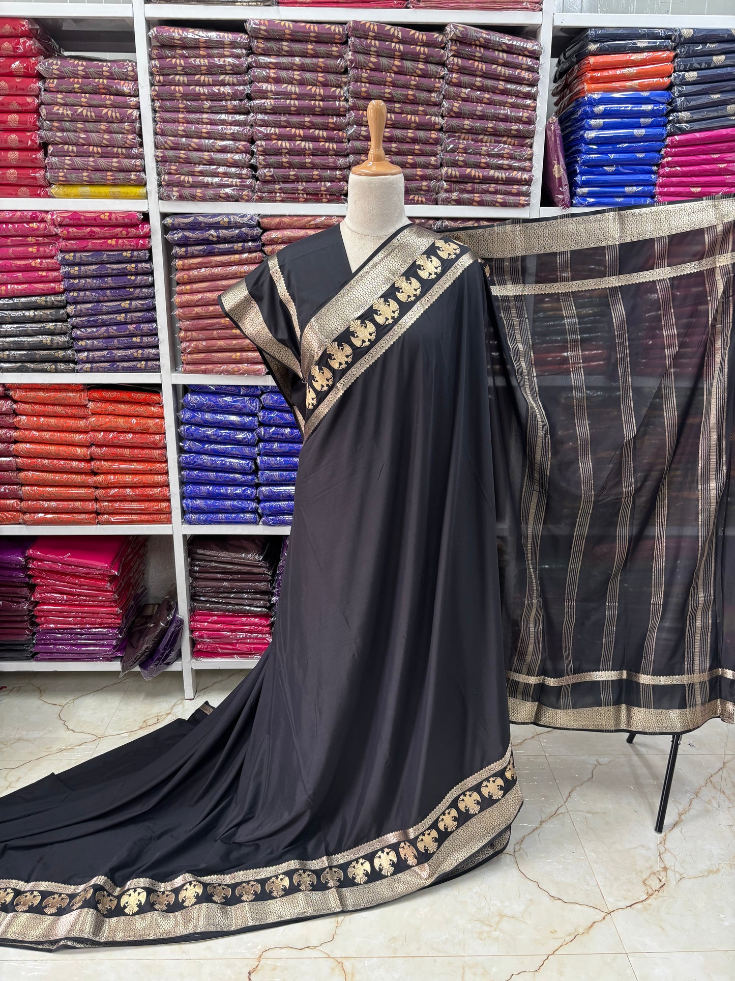 Semi Mysore Crepe (Gandabherunda Embroidery)