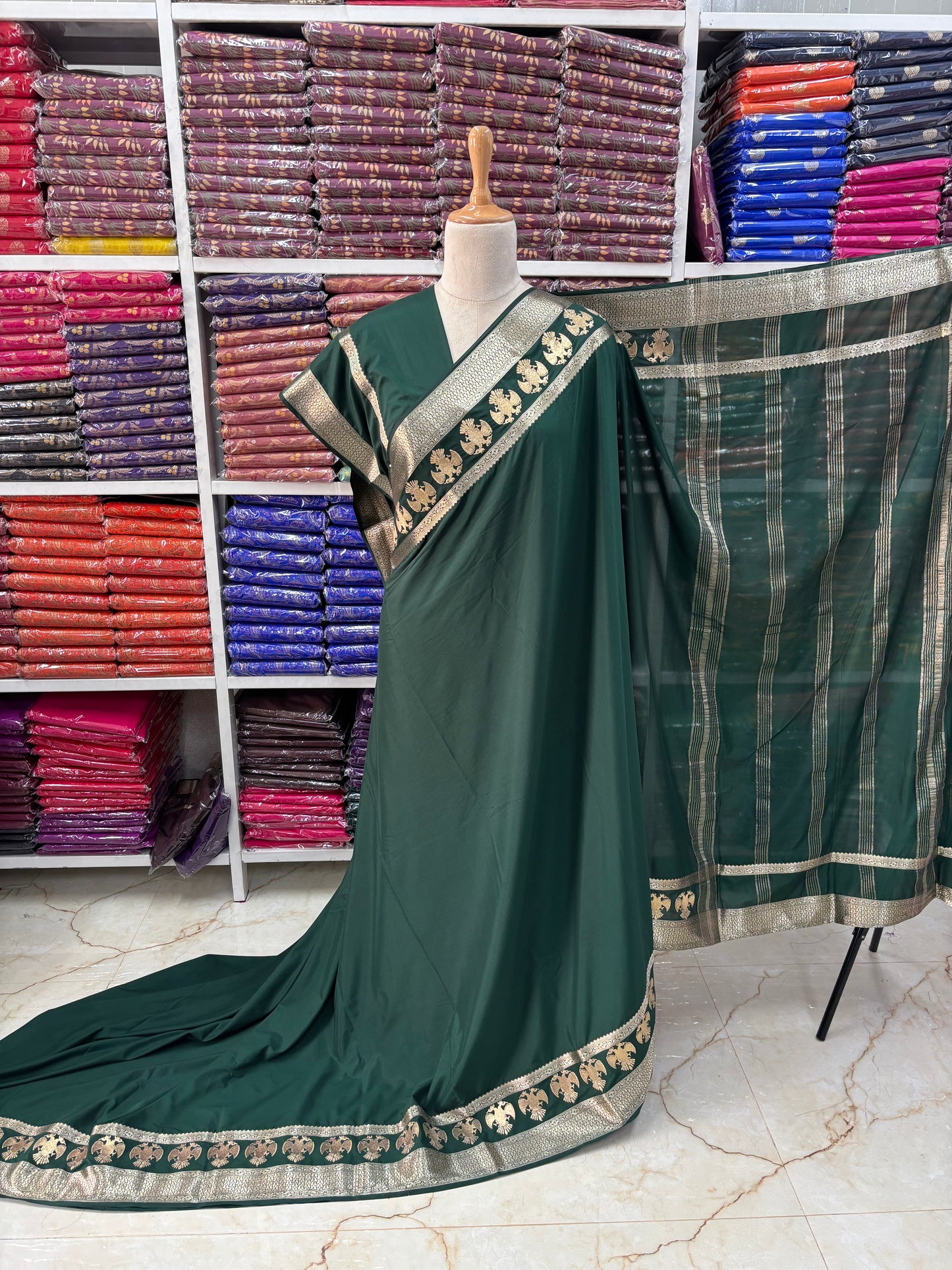 Semi Mysore Crepe (Gandabherunda Embroidery)