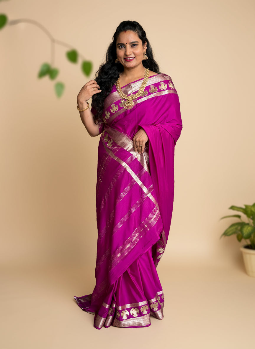 Semi Mysore Crepe (Gandabherunda Embroidery)