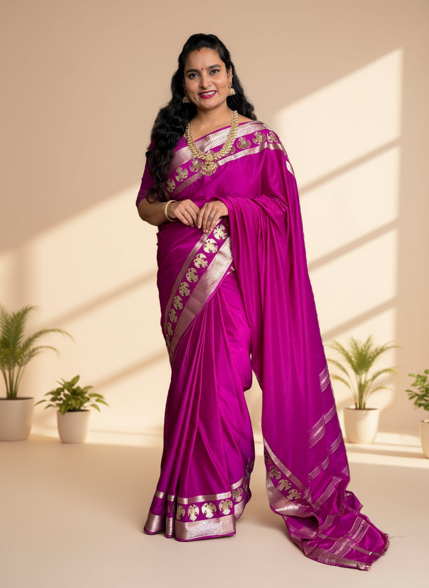 Semi Mysore Crepe (Gandabherunda Embroidery)