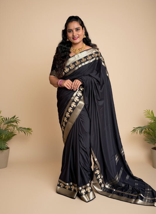 Semi Mysore Crepe (Gandabherunda Embroidery)