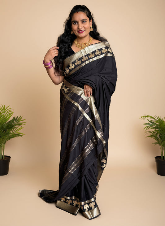 Semi Mysore Crepe (Gandabherunda Embroidery)