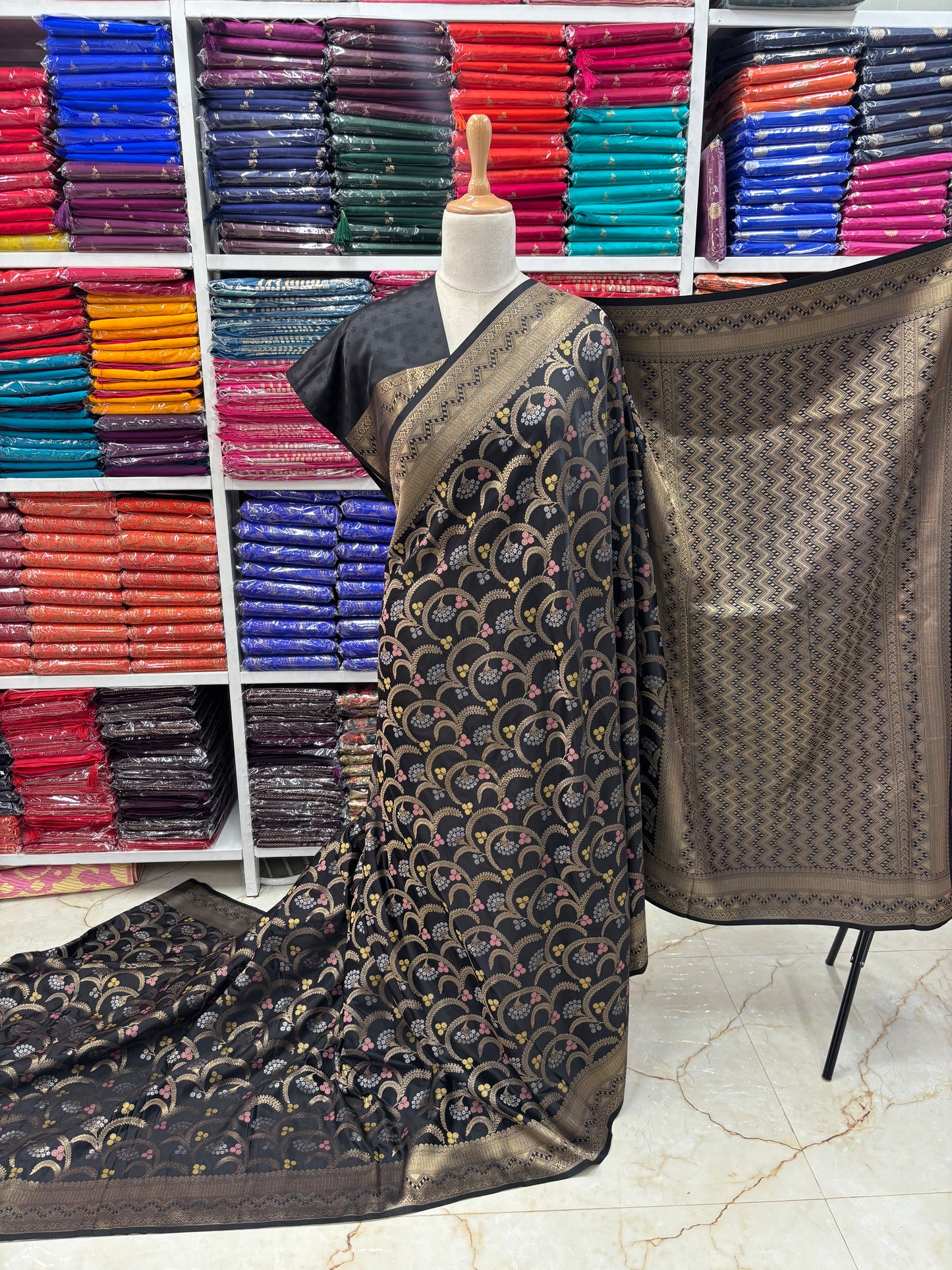 Banarasi Crepe Satin (Jal Pattern with Meena)