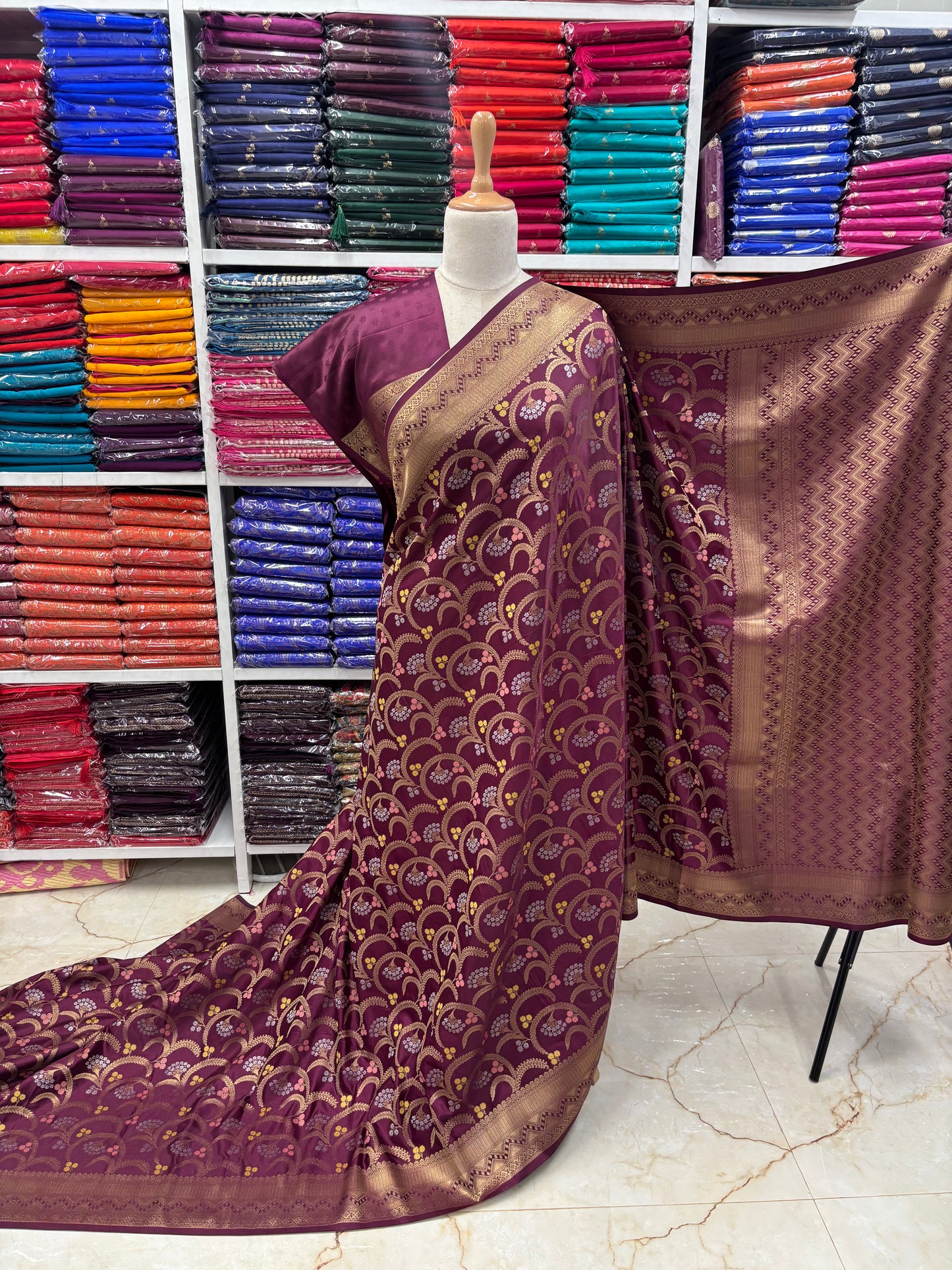 Banarasi Crepe Satin (Jal Pattern with Meena)