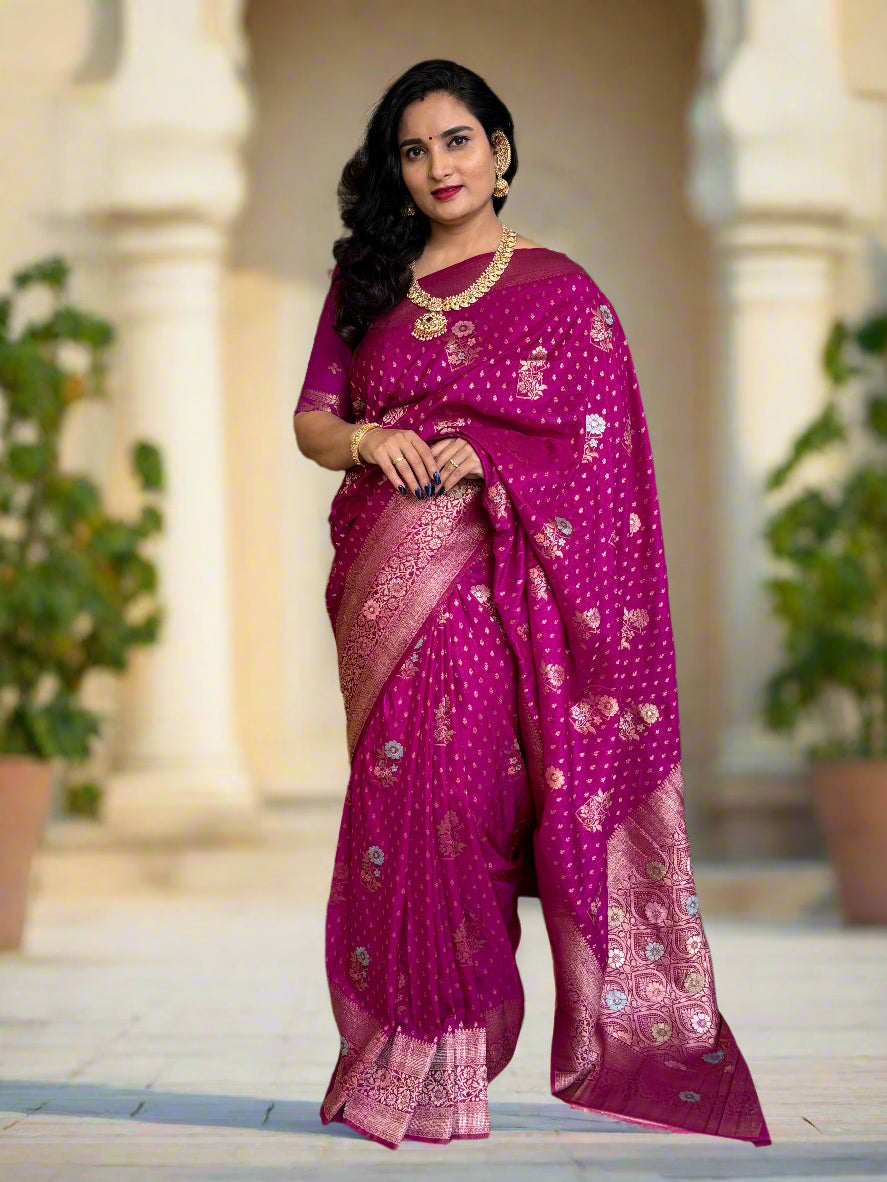 Banarasi Khaddi Georgette (Floral Meena Motifs)