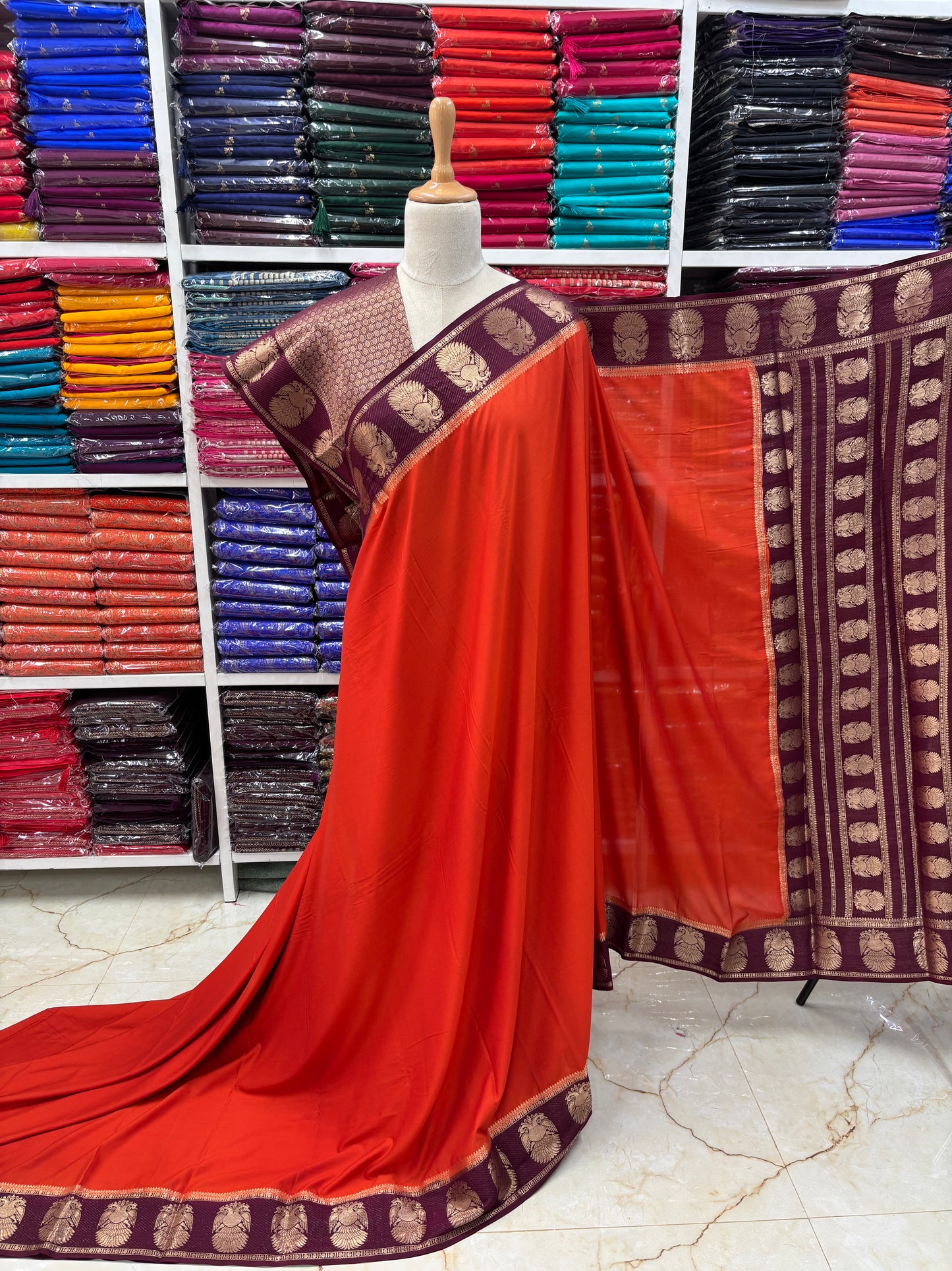 Semi Mysore Crepe (Gandabherunda Rich Pallu)