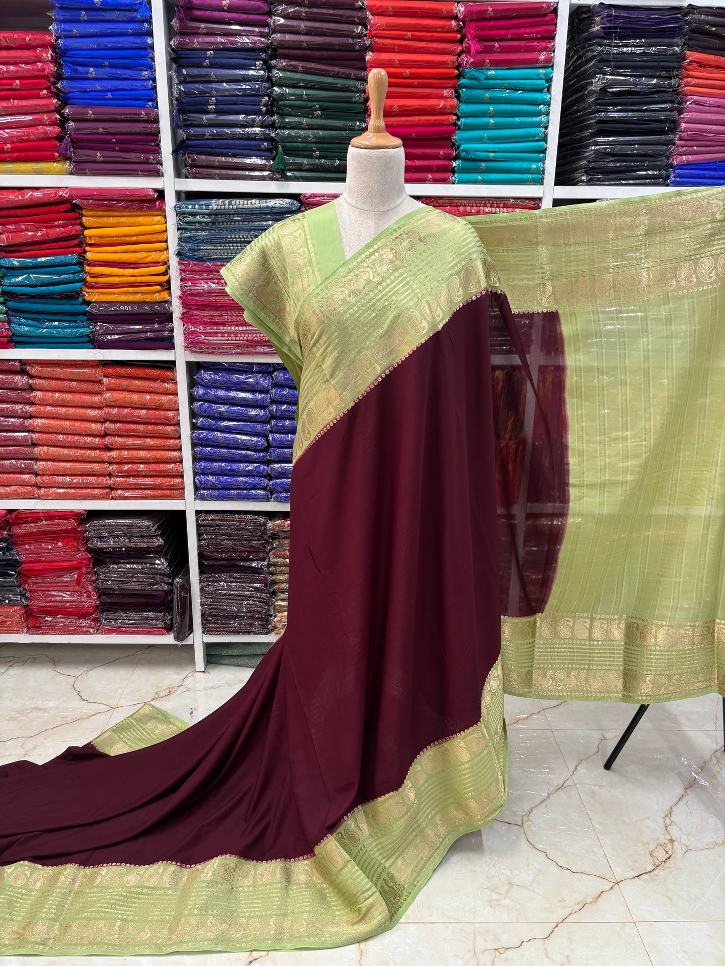 Semi Mysore Crepe (Mango and Mayuri Border)