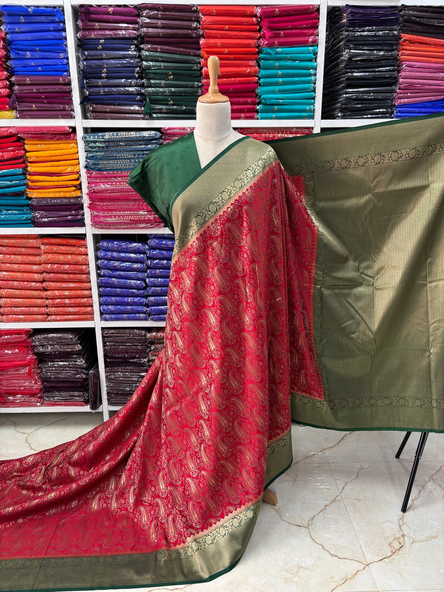 Brocade Semi Mysore Crepe (Meena with Banarasi Border)