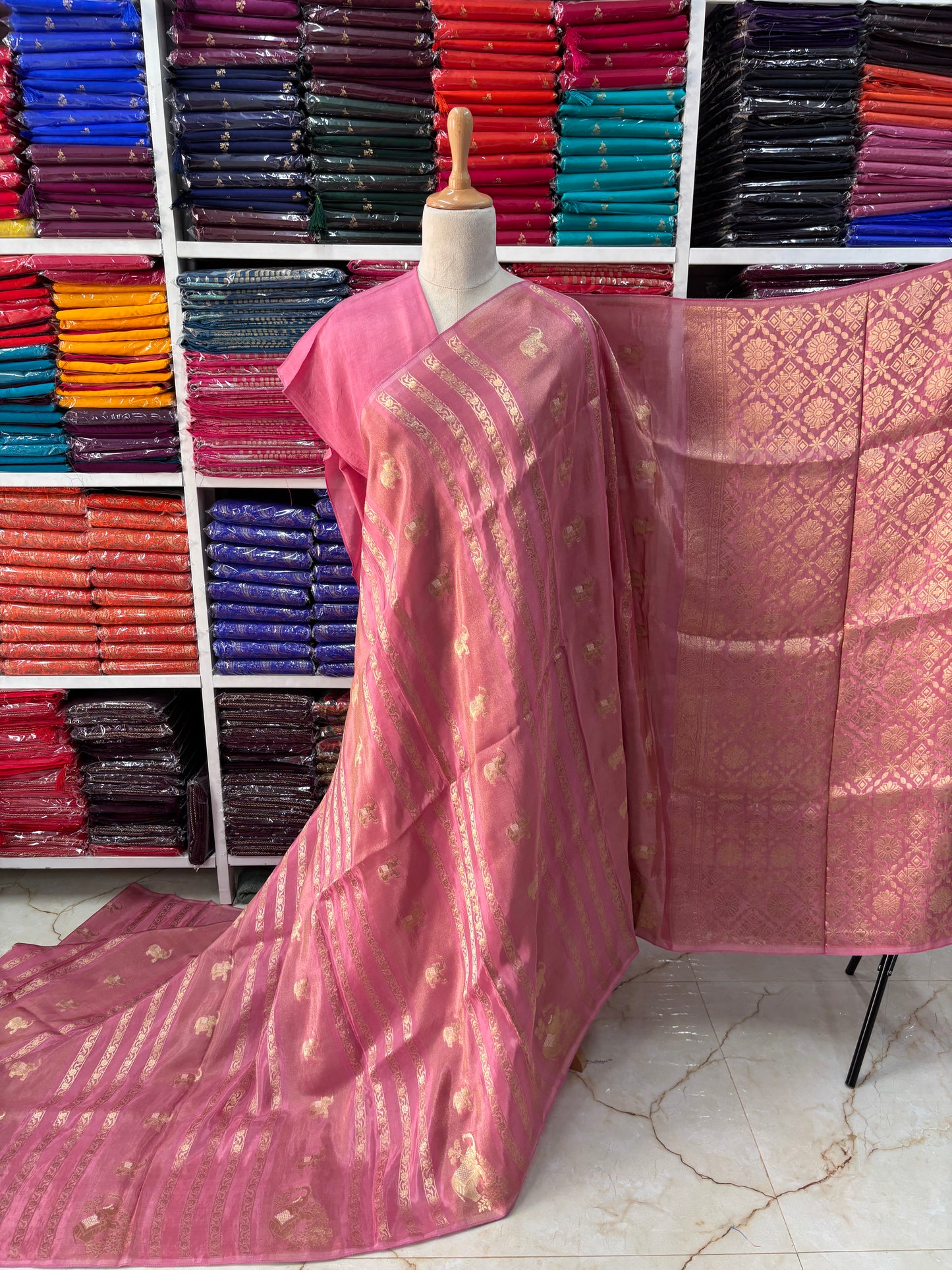 Premium Viscose Saree (Borderless Elephants)