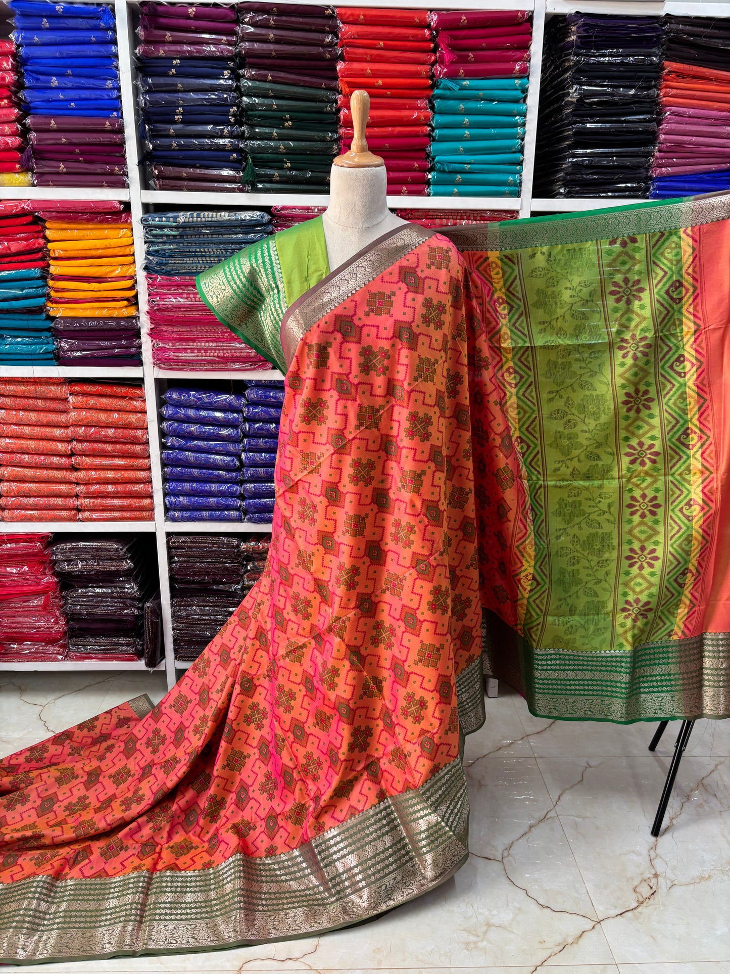 Semi Patola Saree (Ikkat Design)