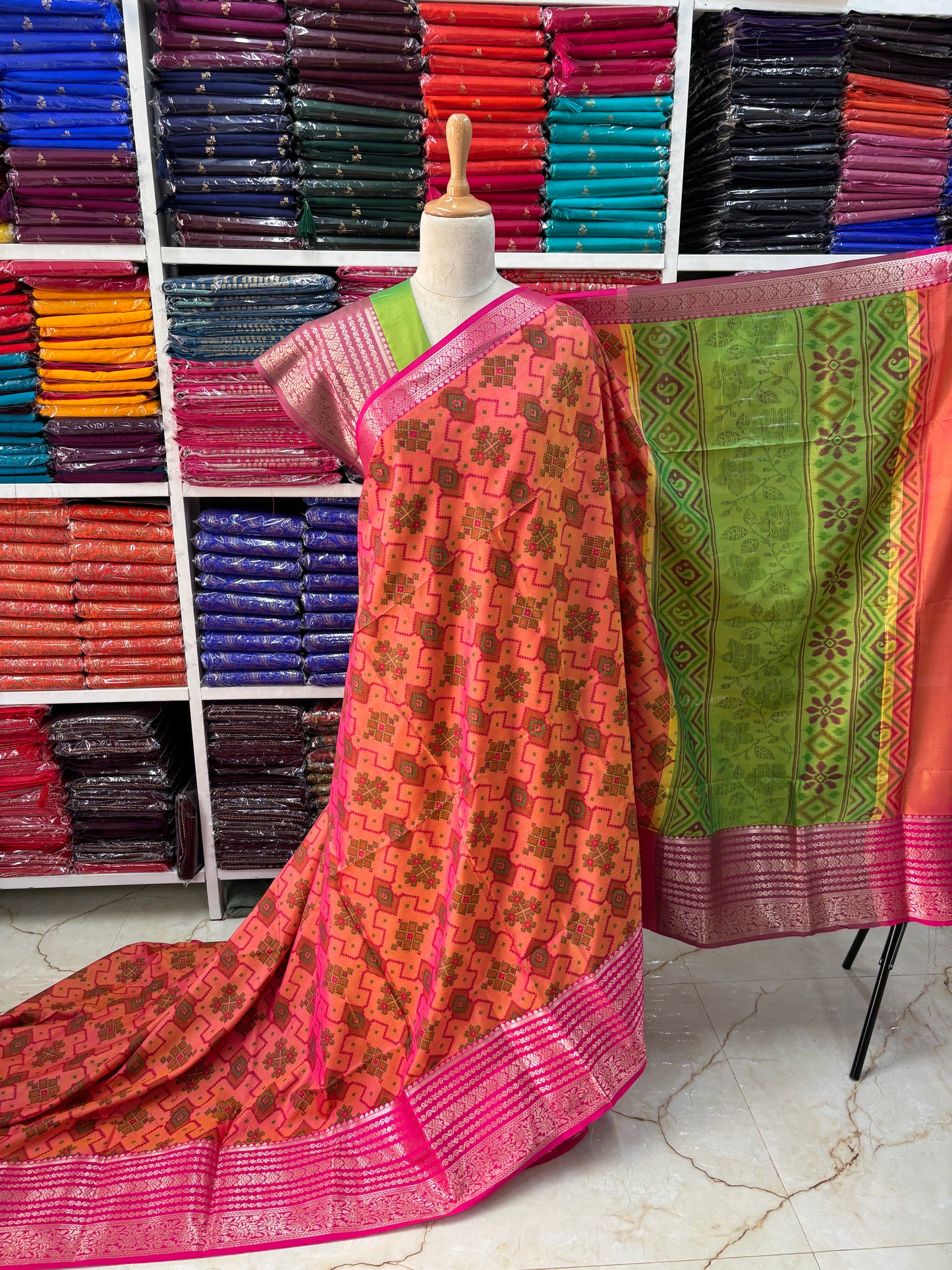 Semi Patola Saree (Ikkat Design)