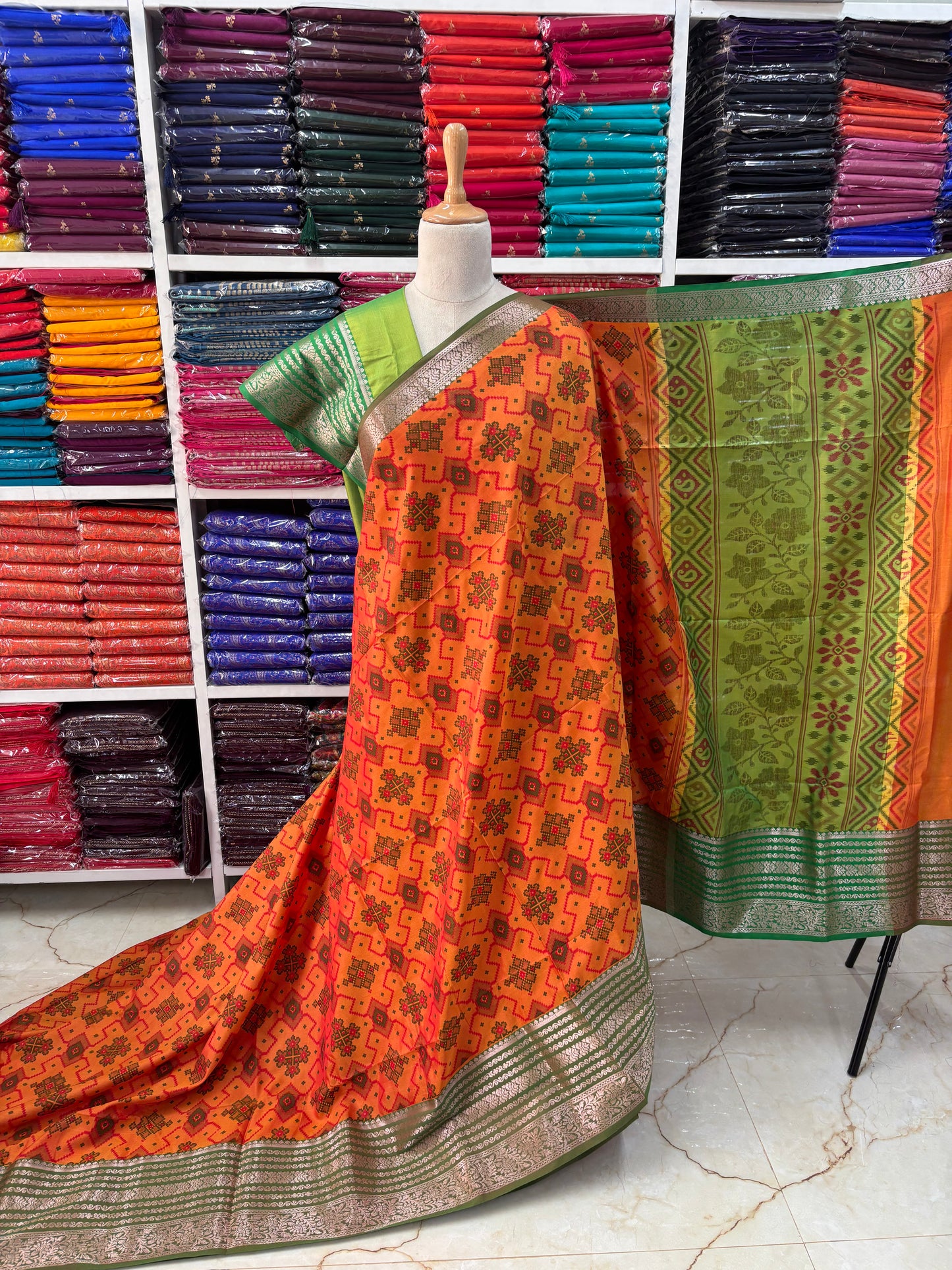 Semi Patola Saree (Ikkat Design)
