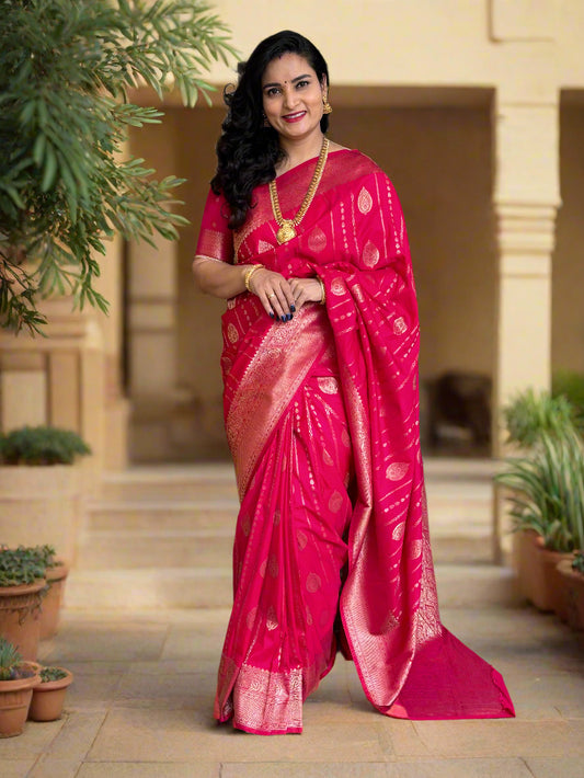 Banarasi Khaddi Georgette (Peacock Feather Motifs)