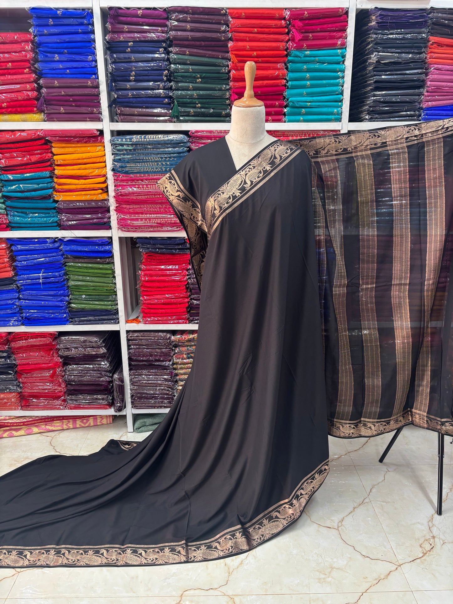 Semi Mysore Crepe (Self, Mayuri Border)