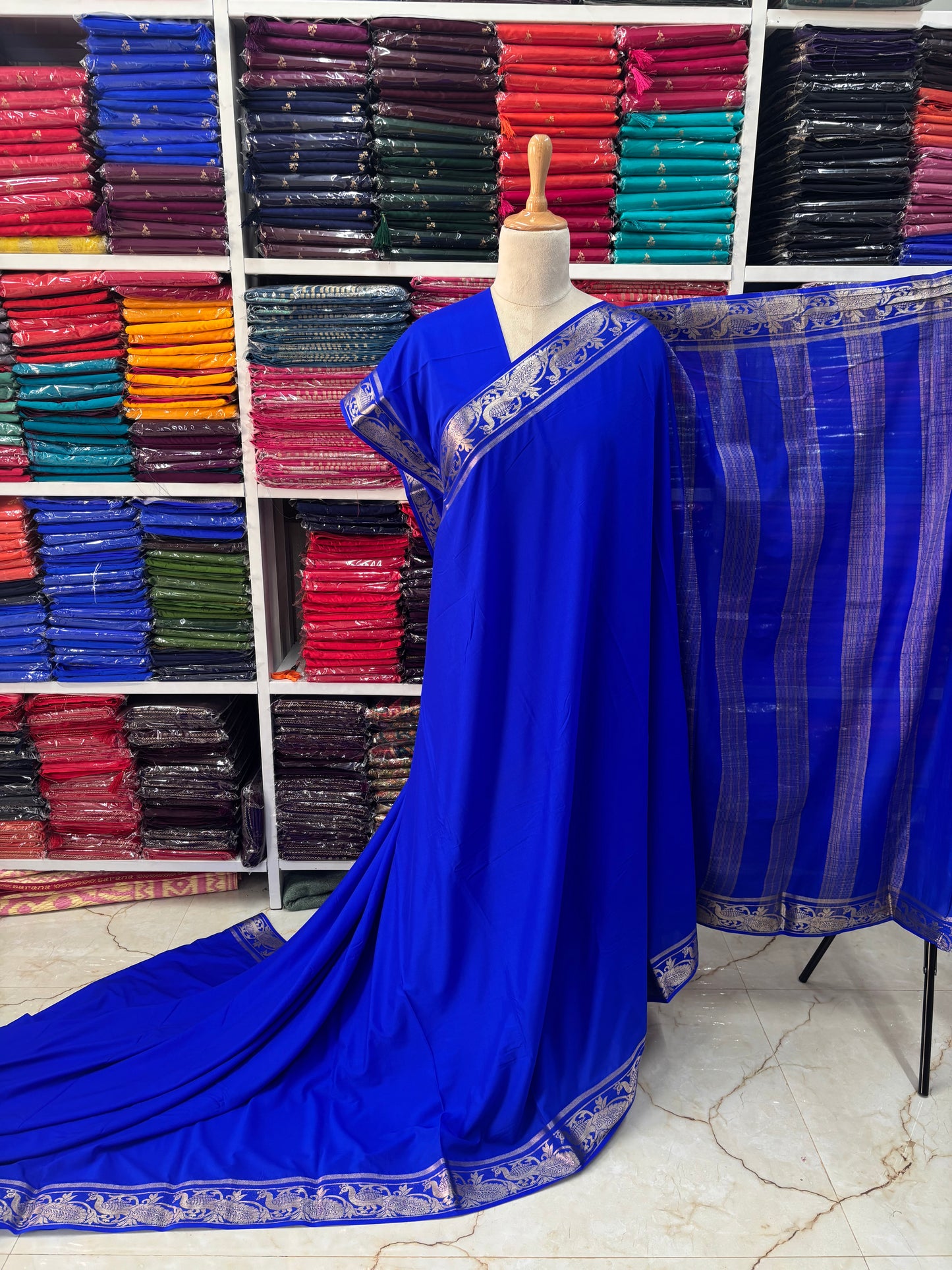 Semi Mysore Crepe (Self, Mayuri Border)