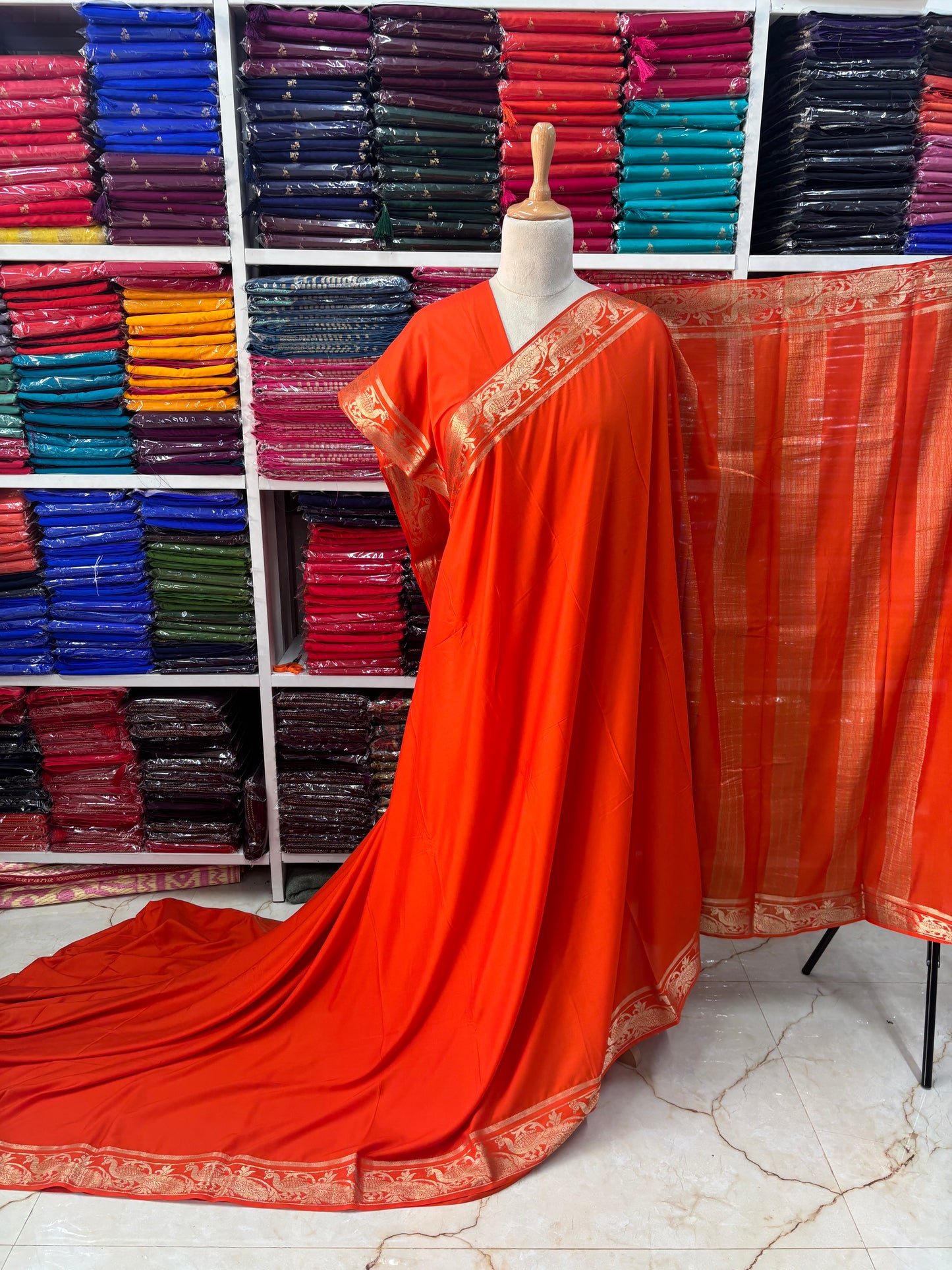 Semi Mysore Crepe (Self, Mayuri Border)