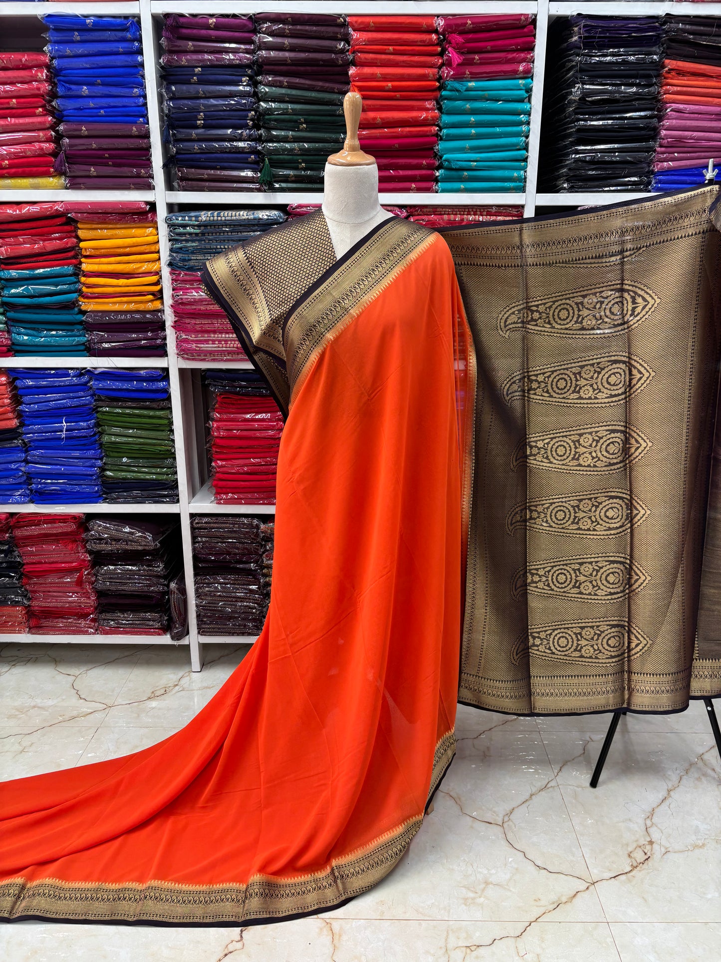 Georgette Chiffon (Mango border)