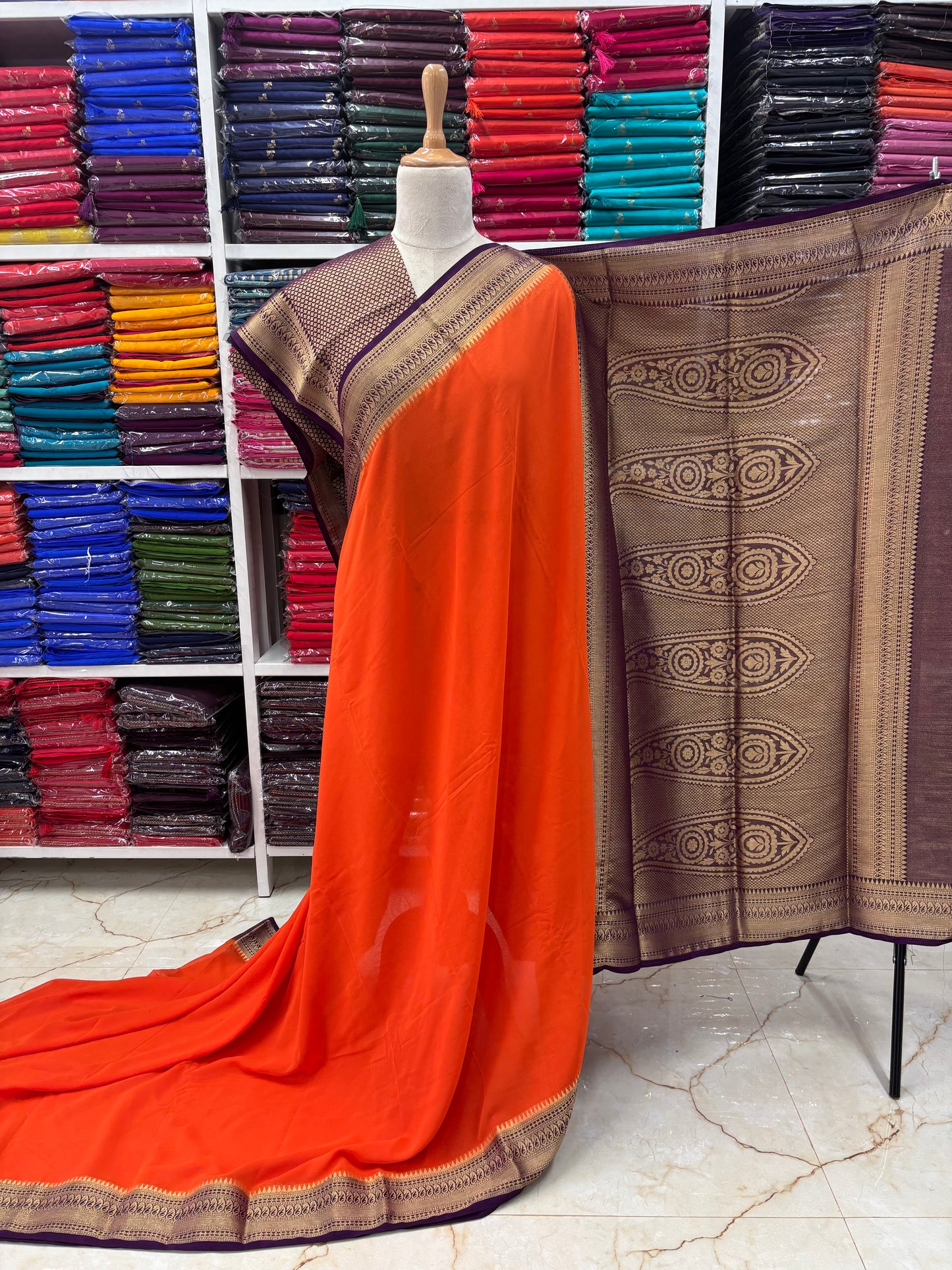 Georgette Chiffon (Mango border)