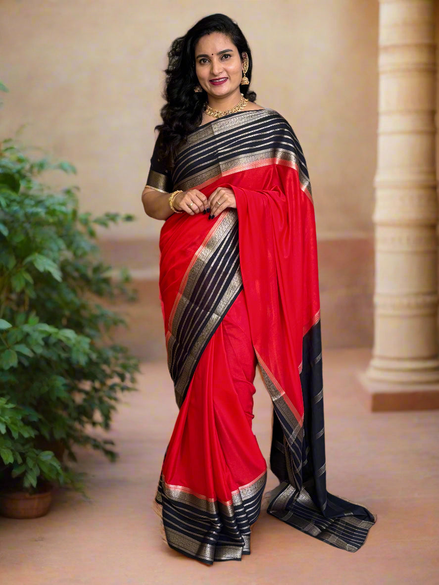 Semi Mysore Crepe (Bentex, 5 lines Border)