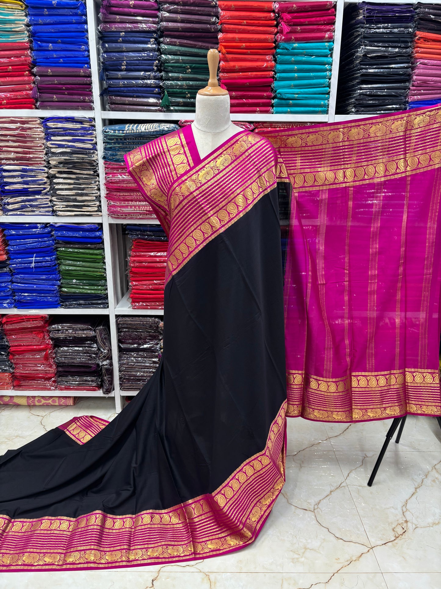 Semi Mysore Crepe (Mango, Rudrakshi, Mayuri Border)