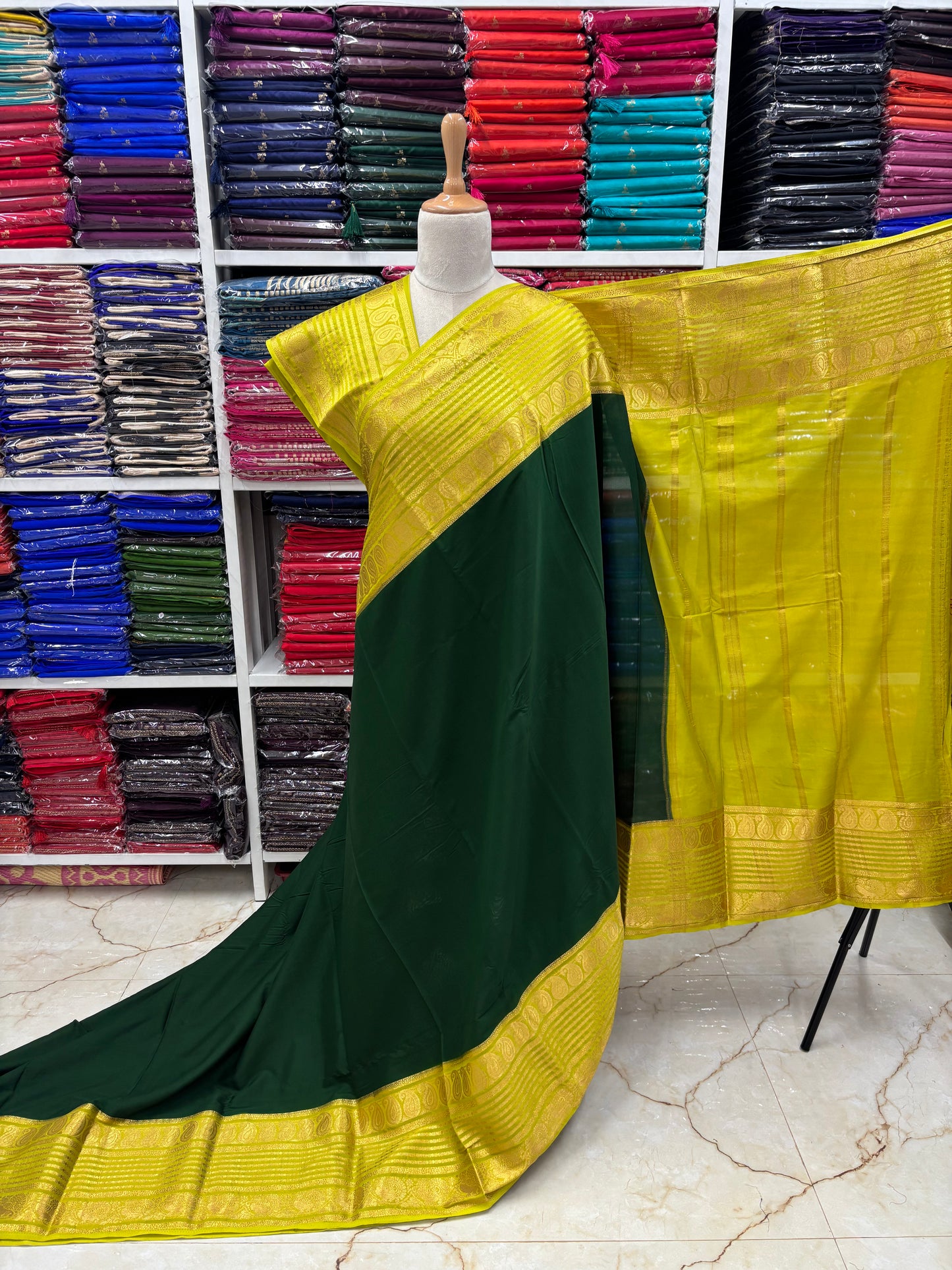 Semi Mysore Crepe (Mango, Rudrakshi, Mayuri Border)