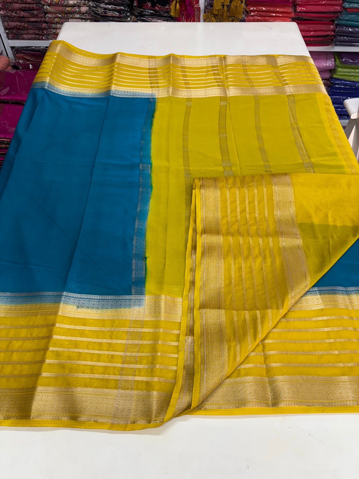 Semi Mysore Crepe (Bentex, 5 lines Border)