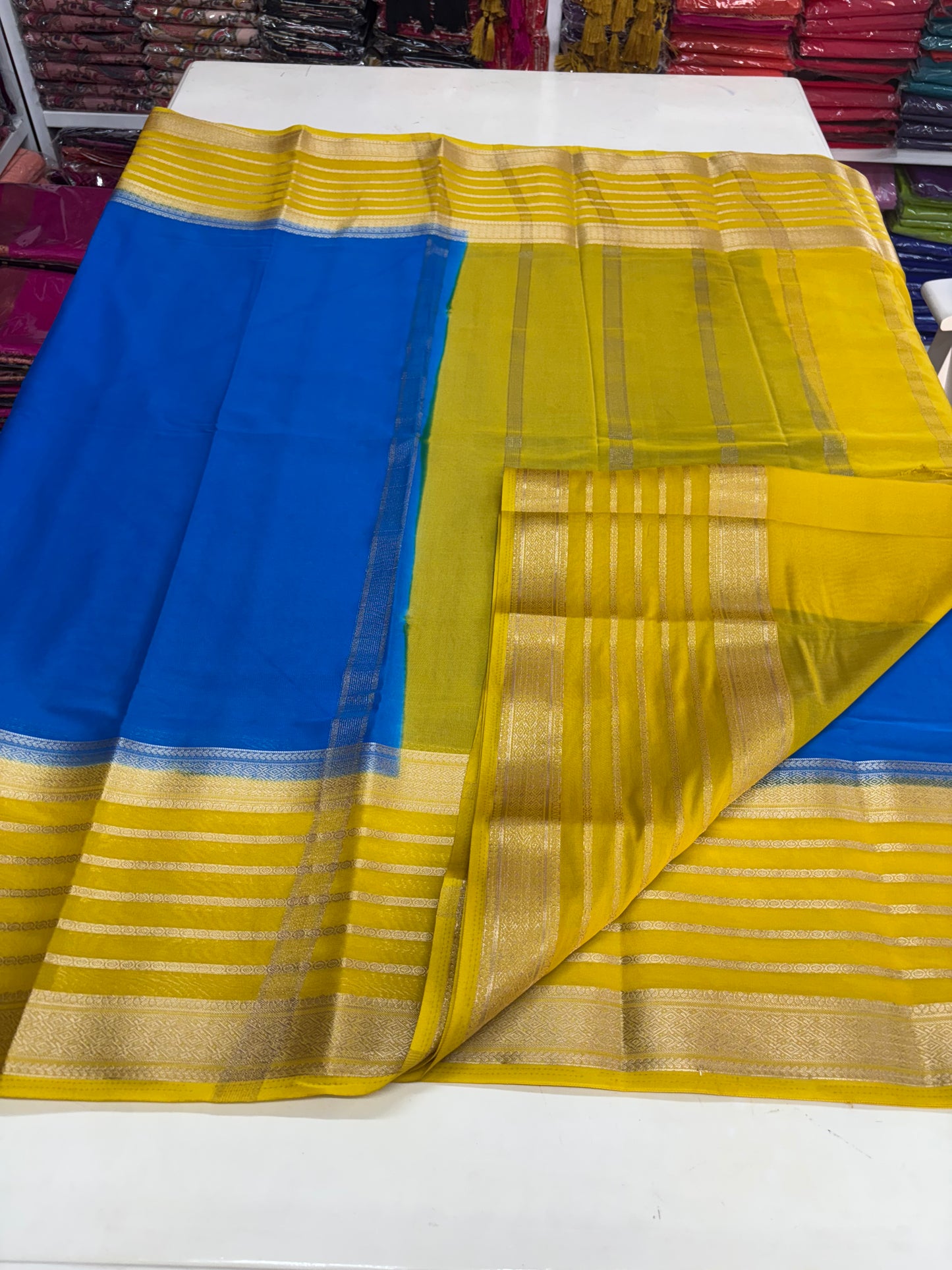 Semi Mysore Crepe (Bentex, 5 lines Border)