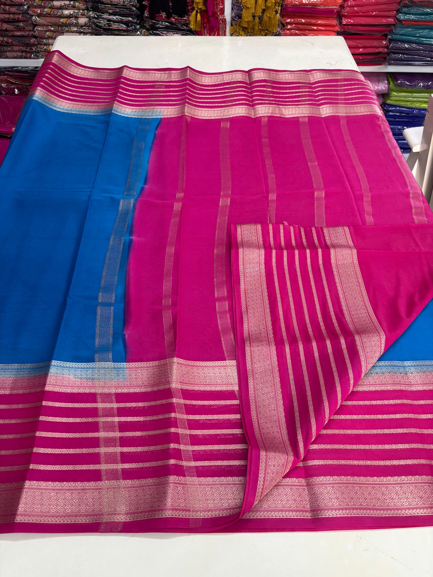 Semi Mysore Crepe (Bentex, 5 lines Border)