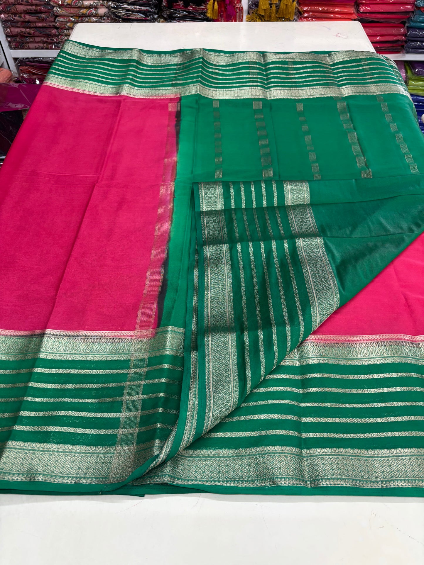Semi Mysore Crepe (Bentex, 5 lines Border)