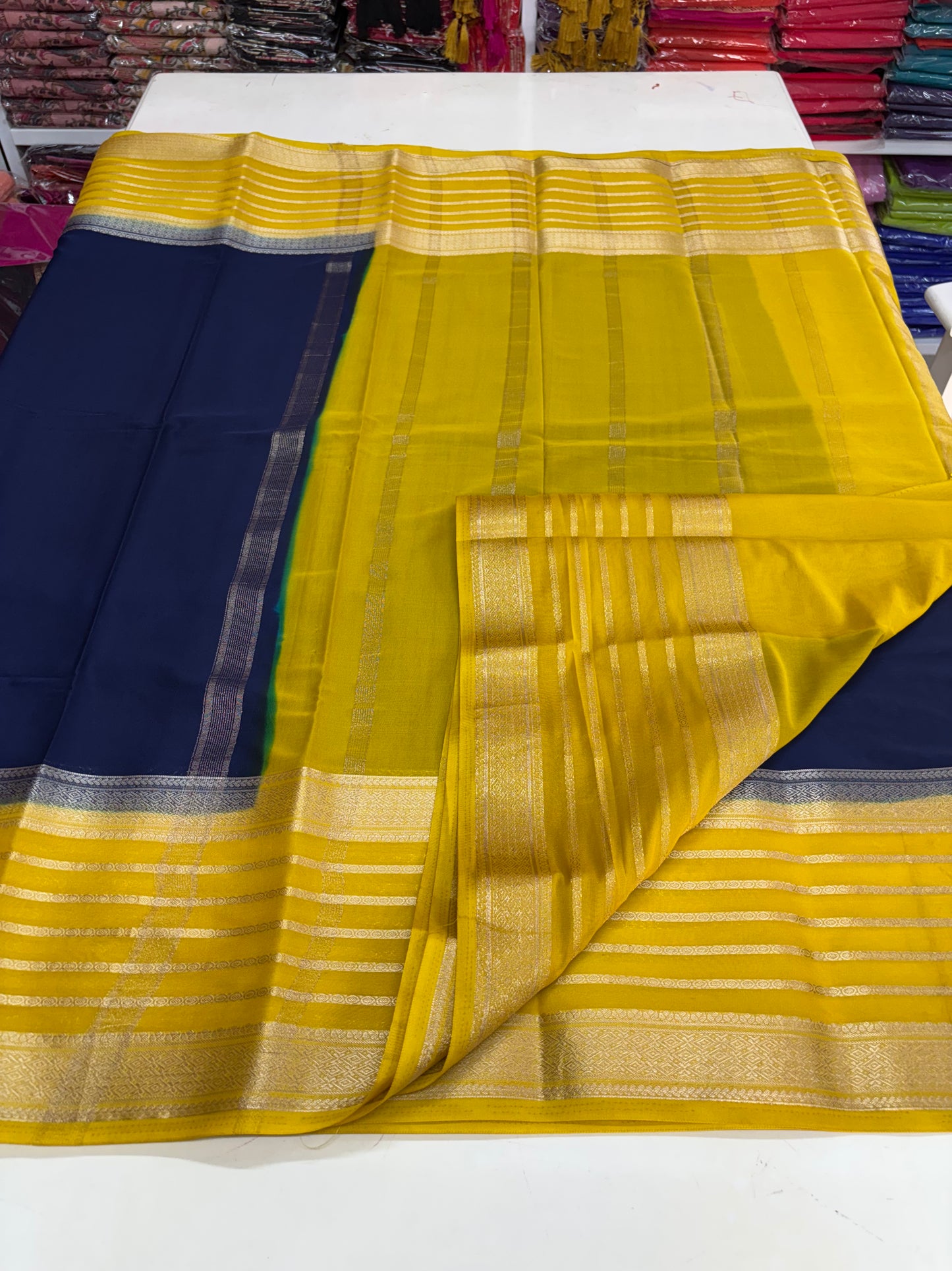 Semi Mysore Crepe (Bentex, 5 lines Border)