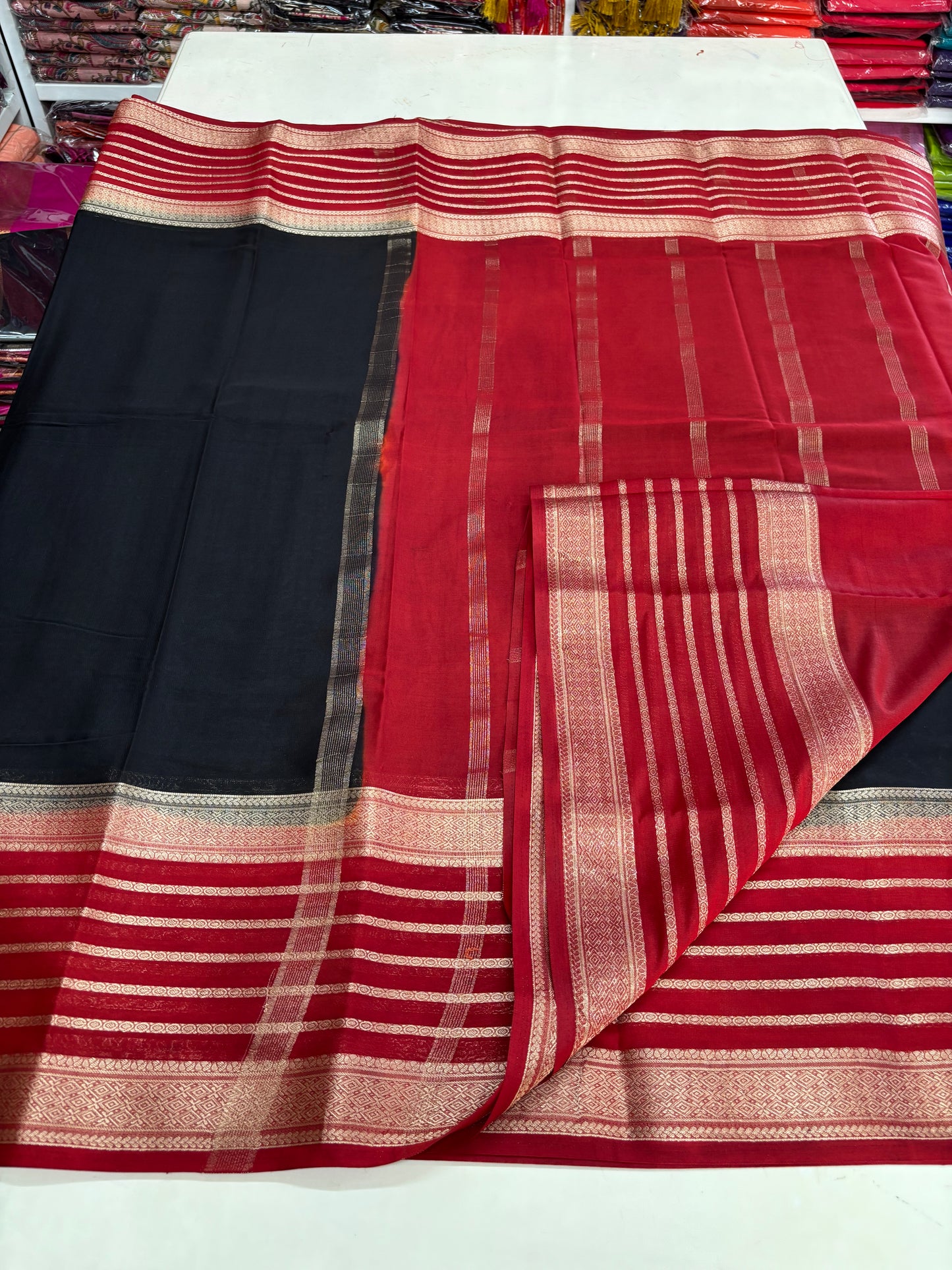Semi Mysore Crepe (Bentex, 5 lines Border)