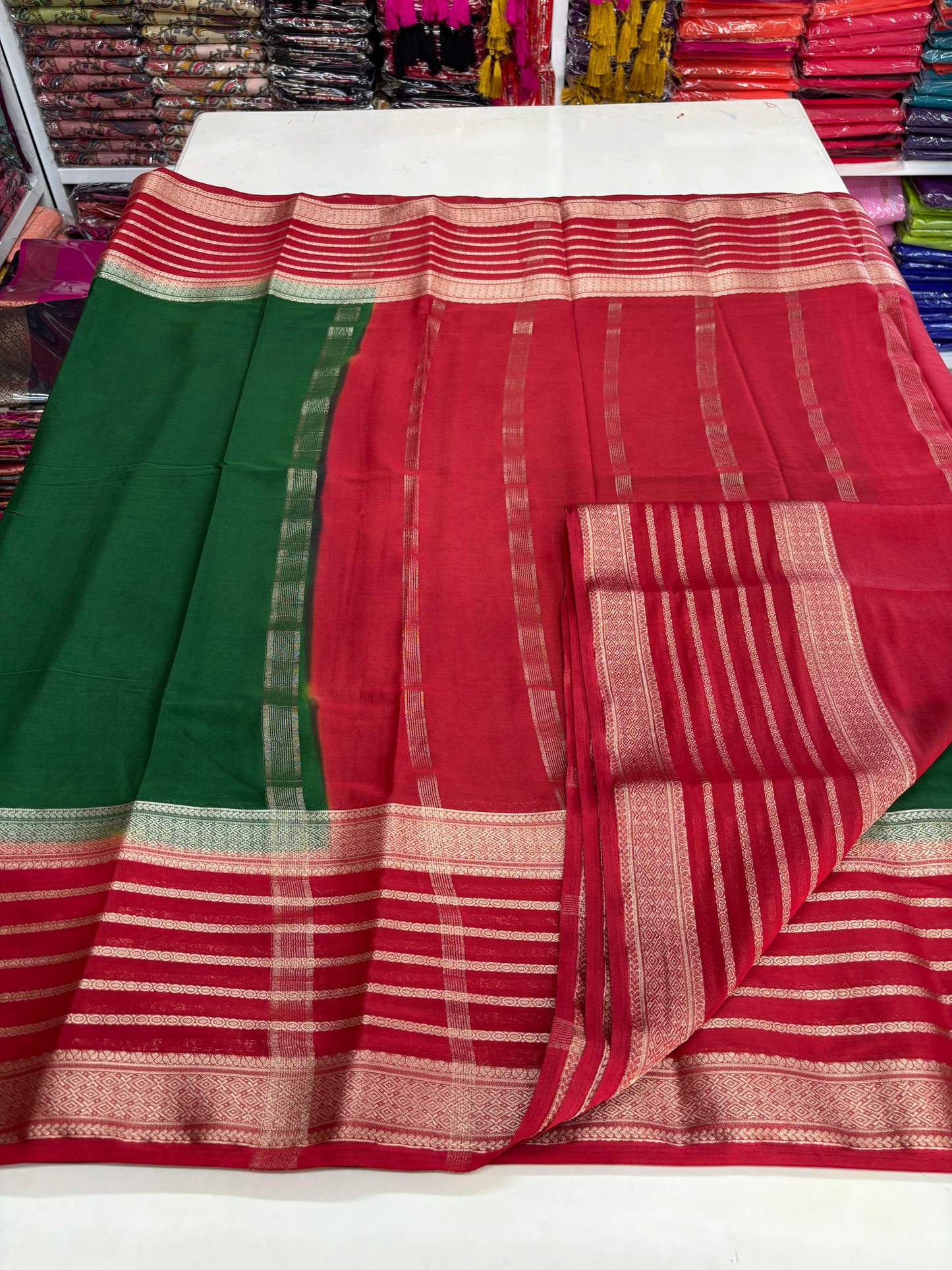 Semi Mysore Crepe (Bentex, 5 lines Border)