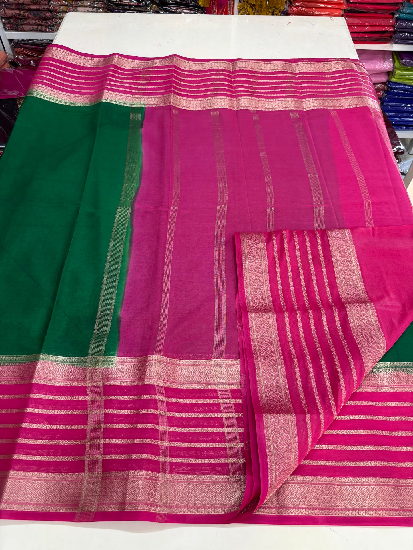 Semi Mysore Crepe (Bentex, 5 lines Border)
