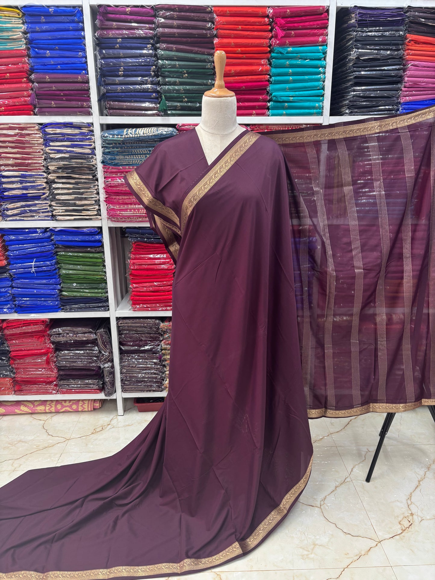 Semi Mysore Crepe (Small Mango Sequence Border)