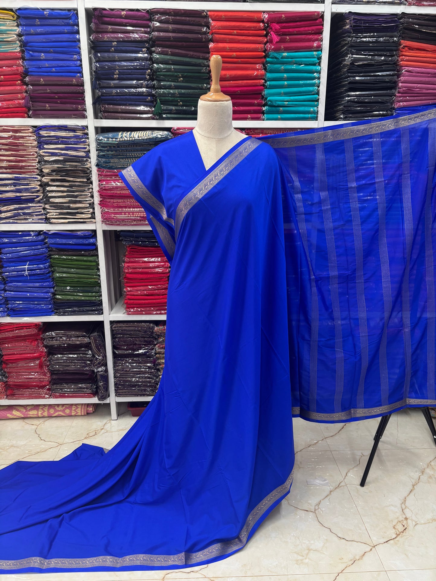 Semi Mysore Crepe (Small Mango Sequence Border)