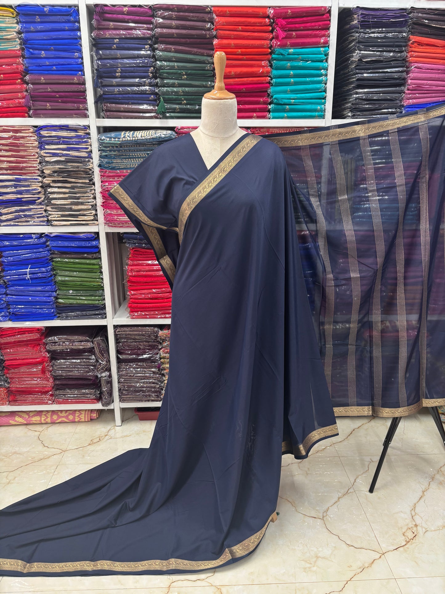 Semi Mysore Crepe (Small Mango Sequence Border)