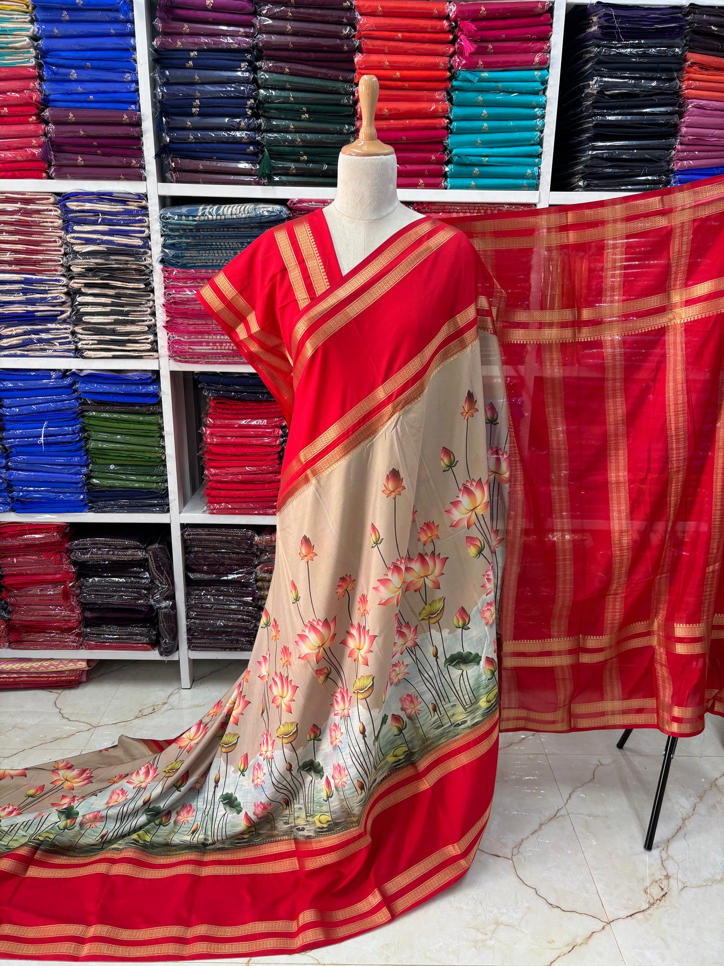 Semi Mysore Crepe (Floral Digital Print)