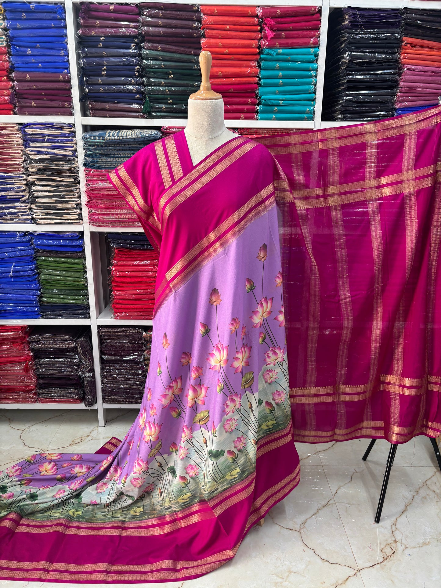 Semi Mysore Crepe (Floral Digital Print)