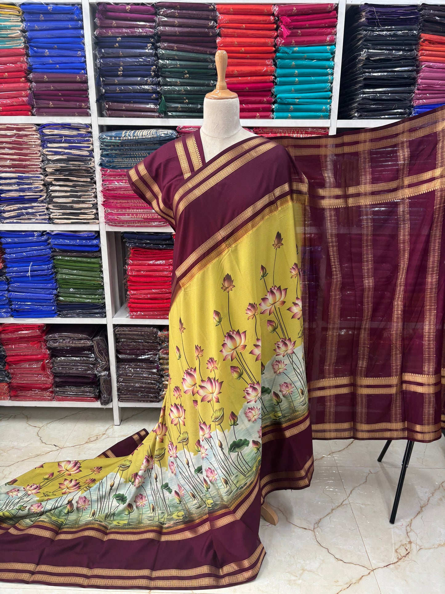 Semi Mysore Crepe (Floral Digital Print)