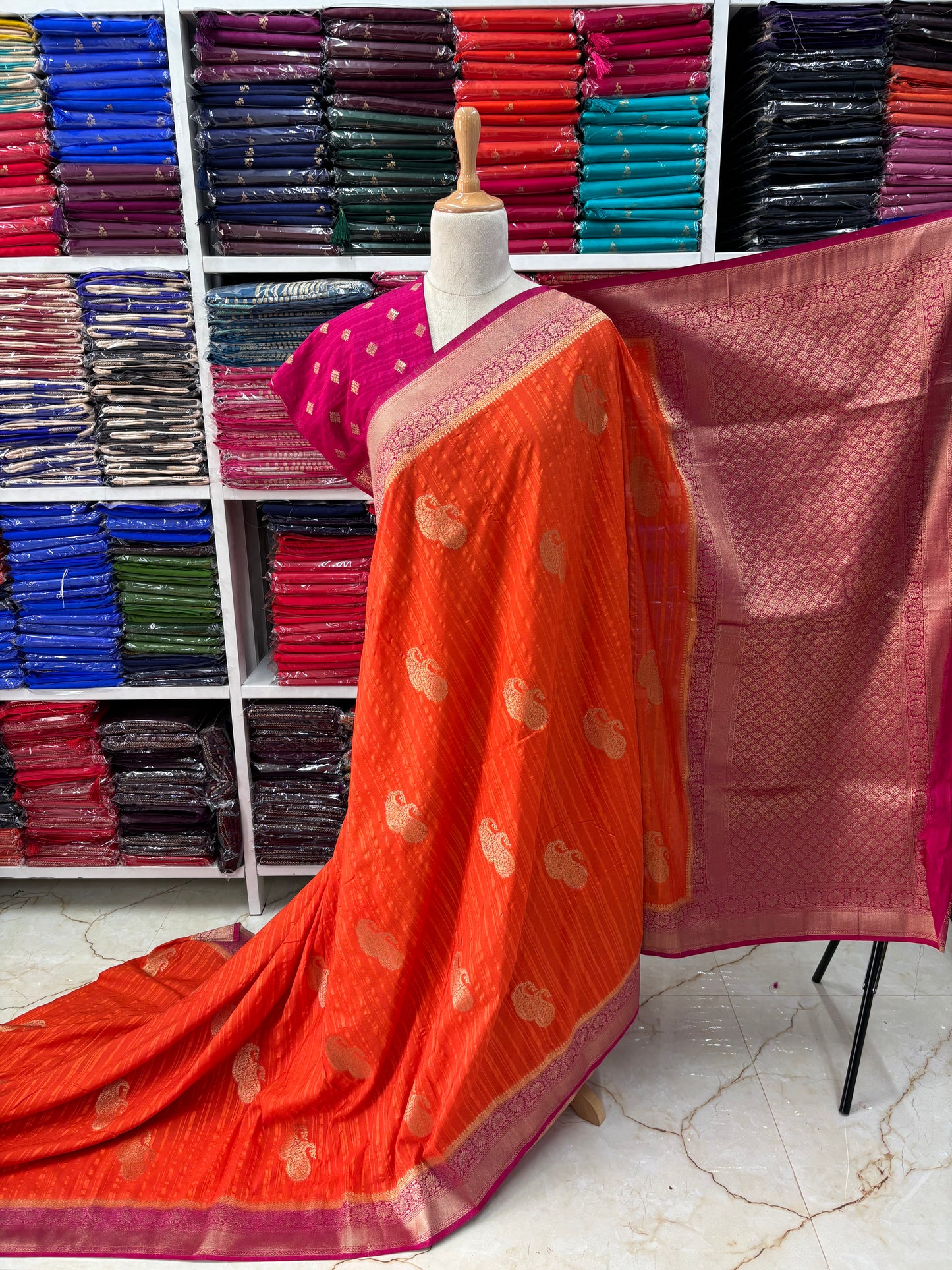 Embossed Georgette (Double Mango Motifs)