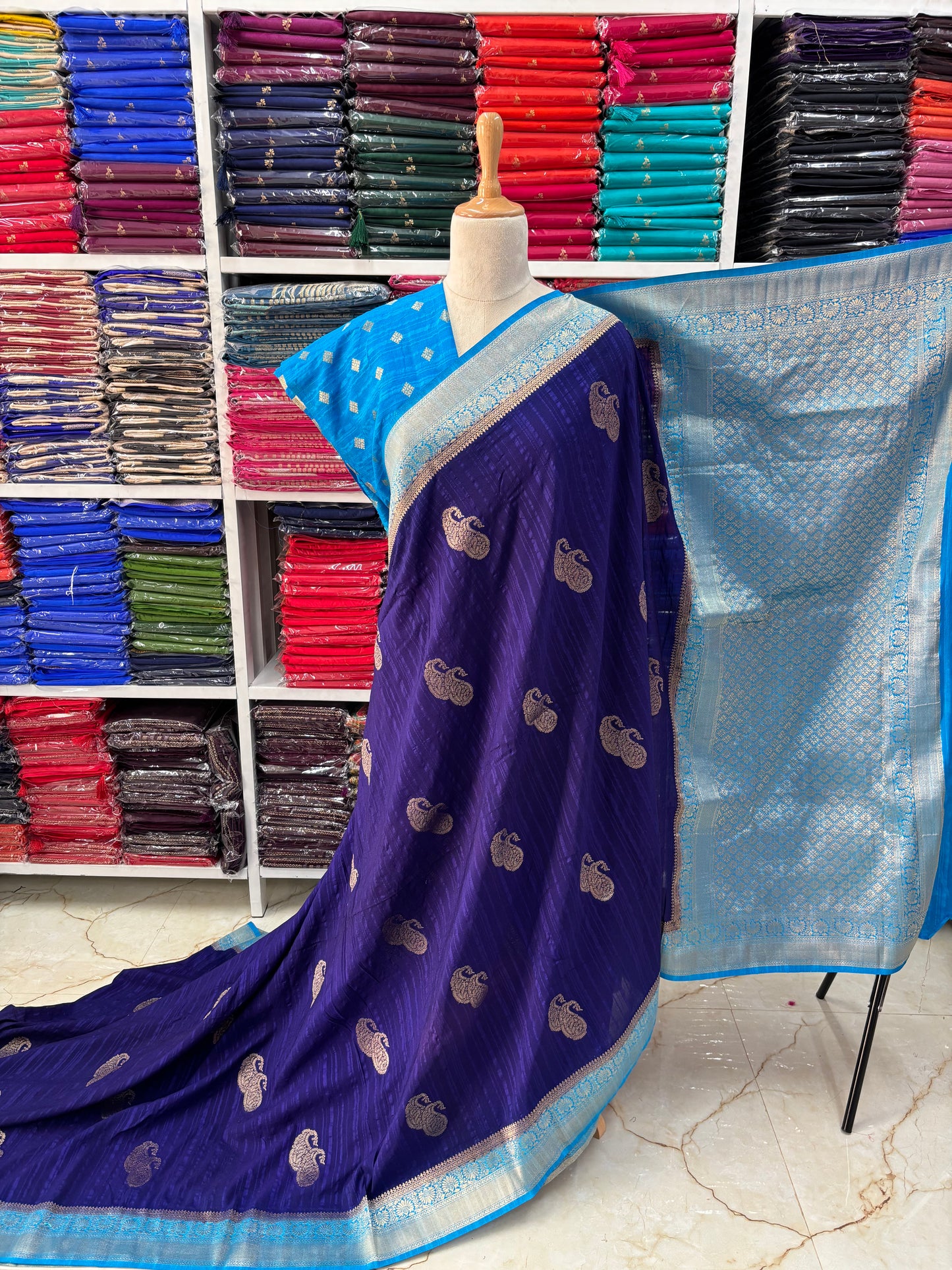 Embossed Georgette (Double Mango Motifs)