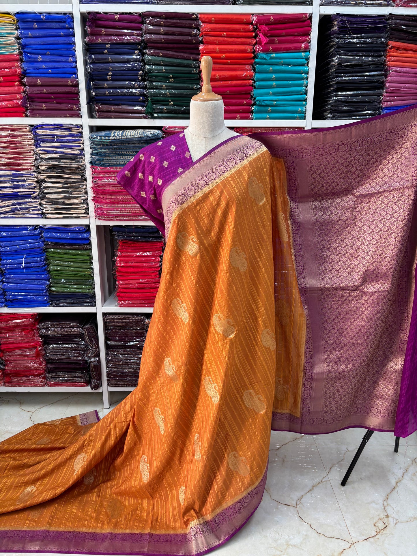 Embossed Georgette (Double Mango Motifs)