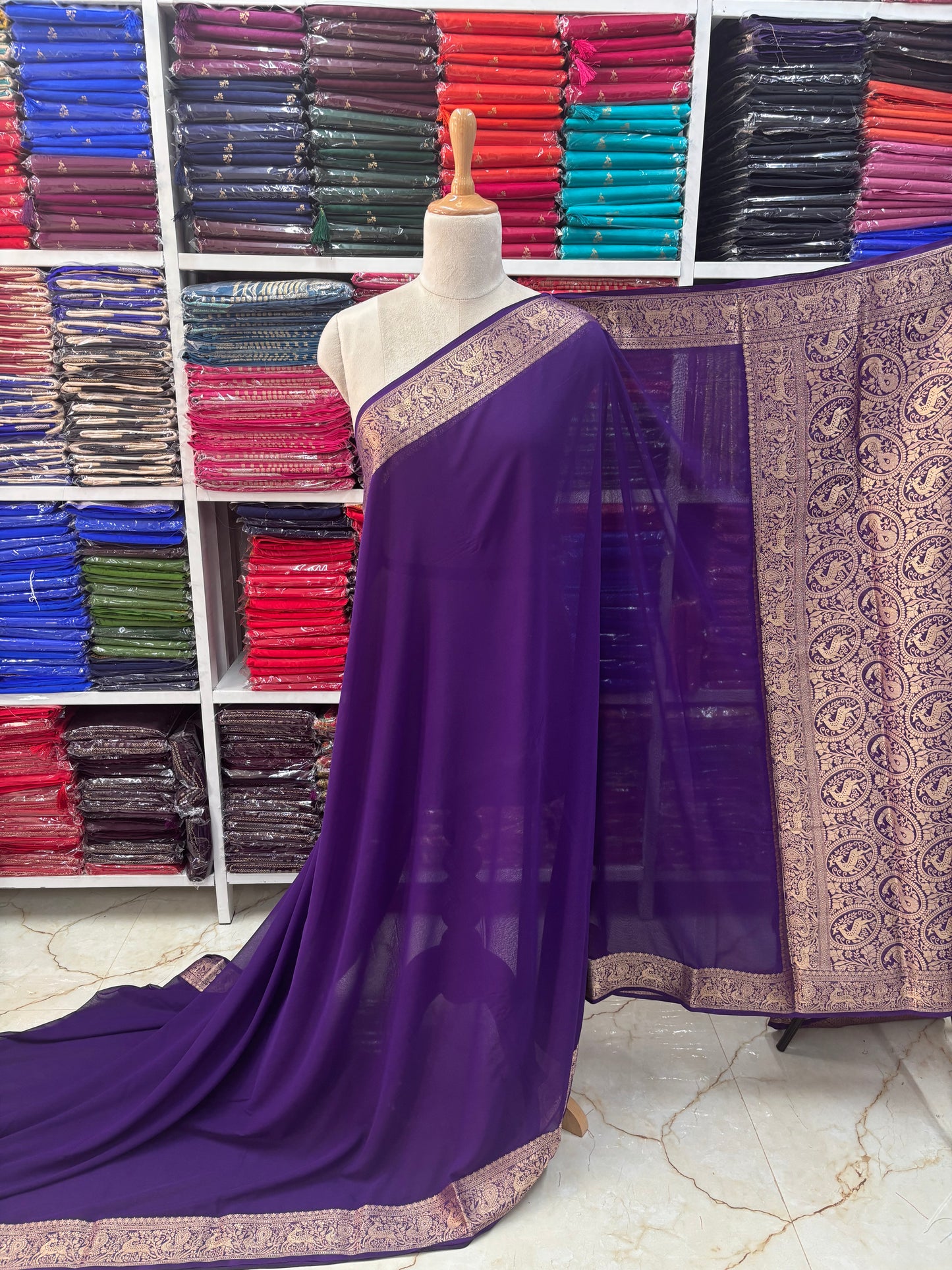 Georgette Chiffon (Deer and Peacock)