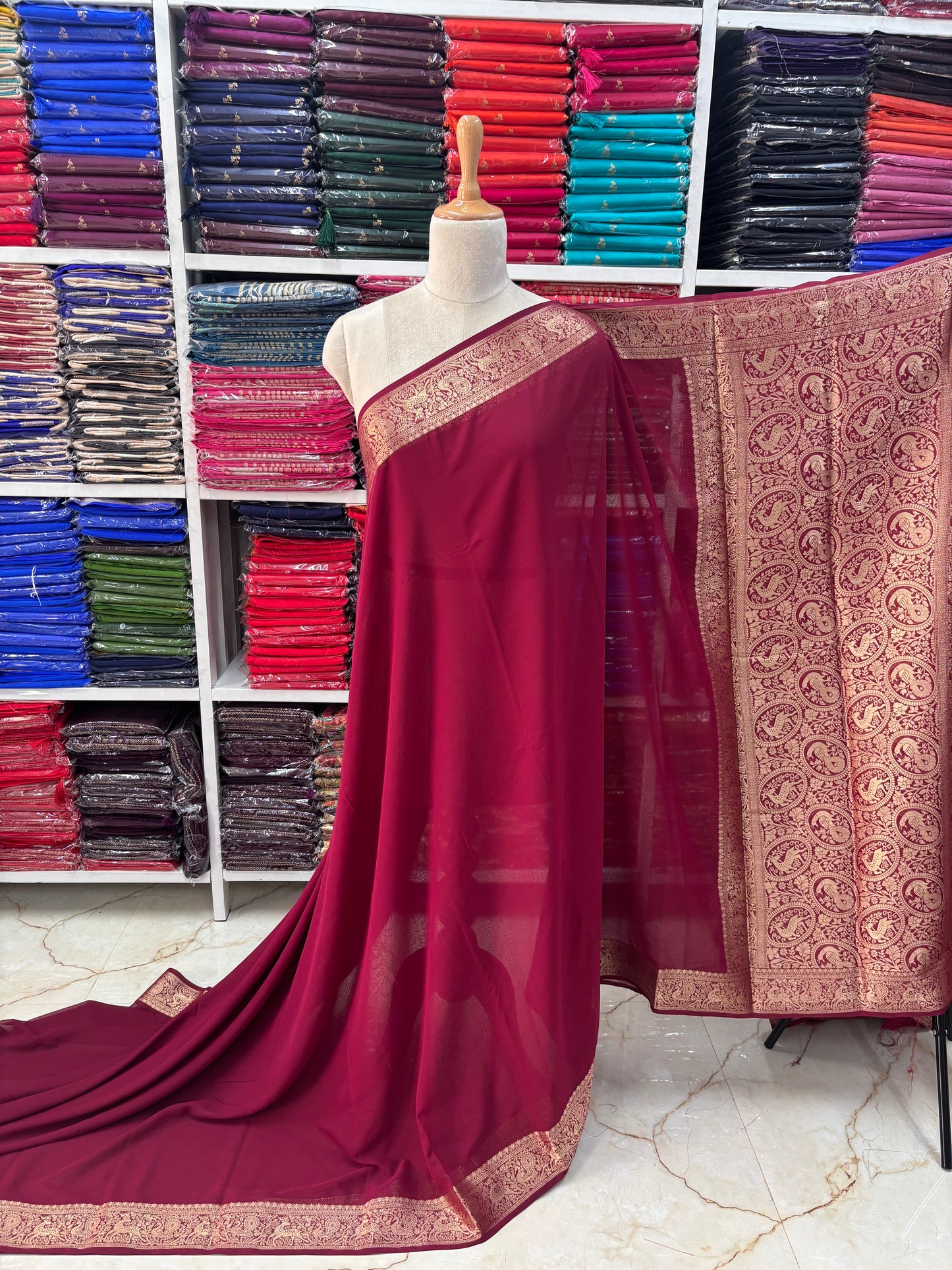 Georgette Chiffon (Deer and Peacock)