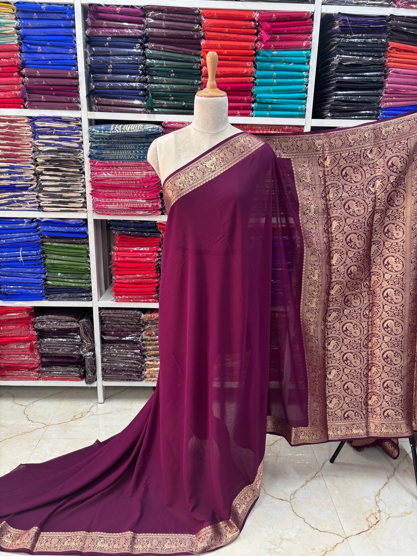 Georgette Chiffon (Deer and Peacock)